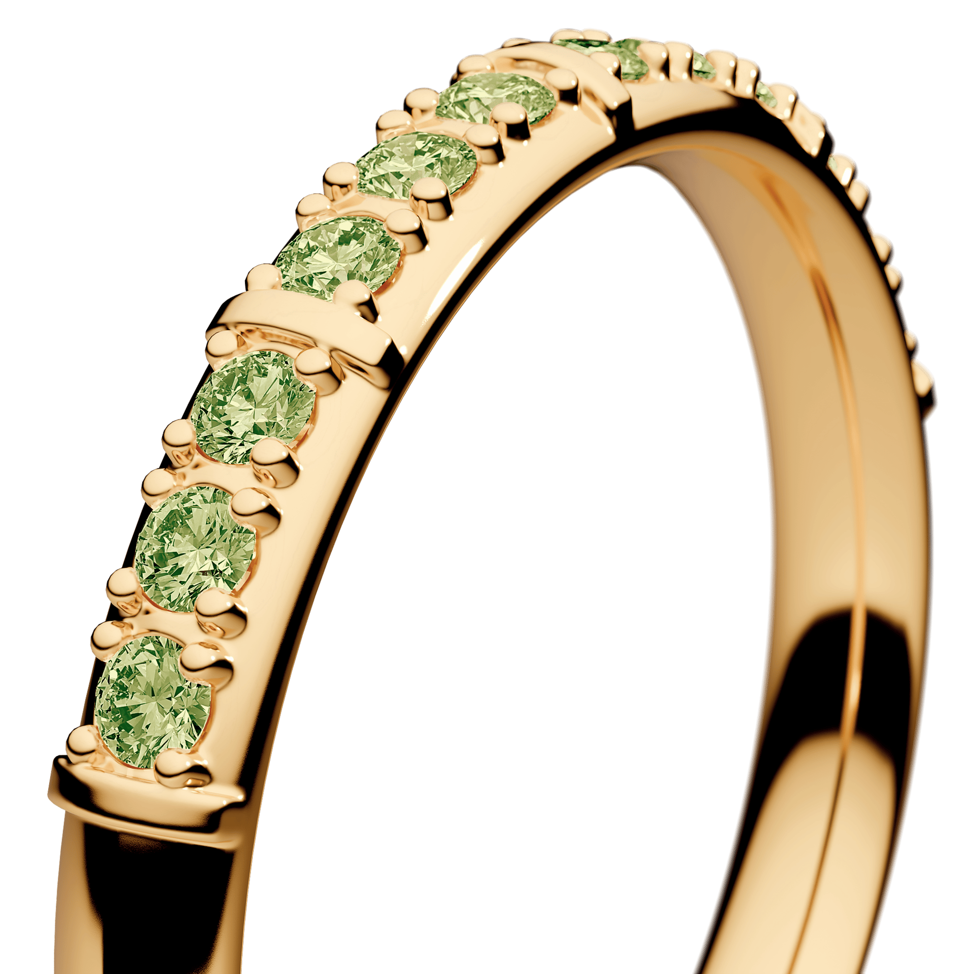 Dostawka Beauty z żółtego złota z jasnym zielonym diamentem 0,18ct