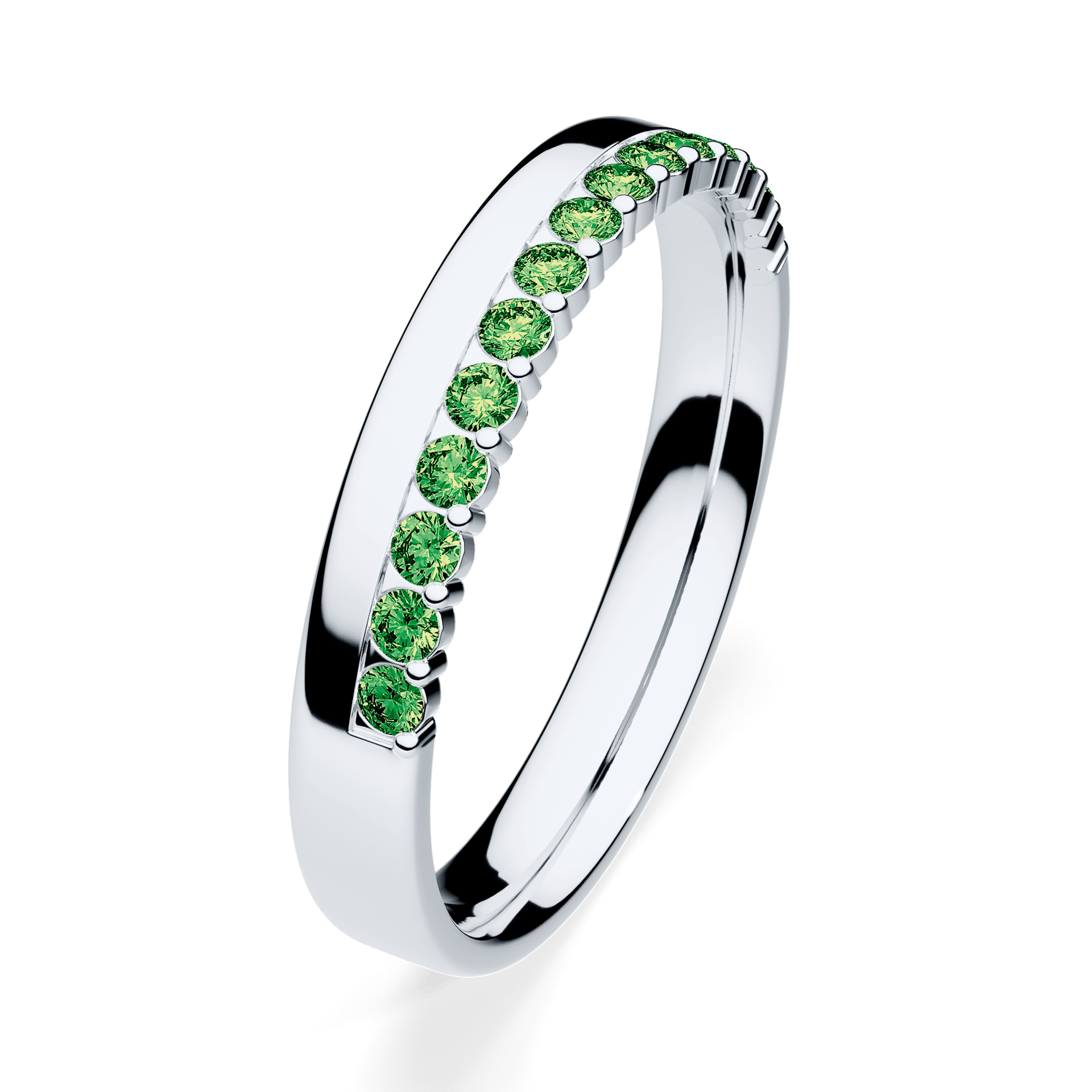 Dostawka Daisy z białego złota z jasnym zielonym diamentem 0,22ct