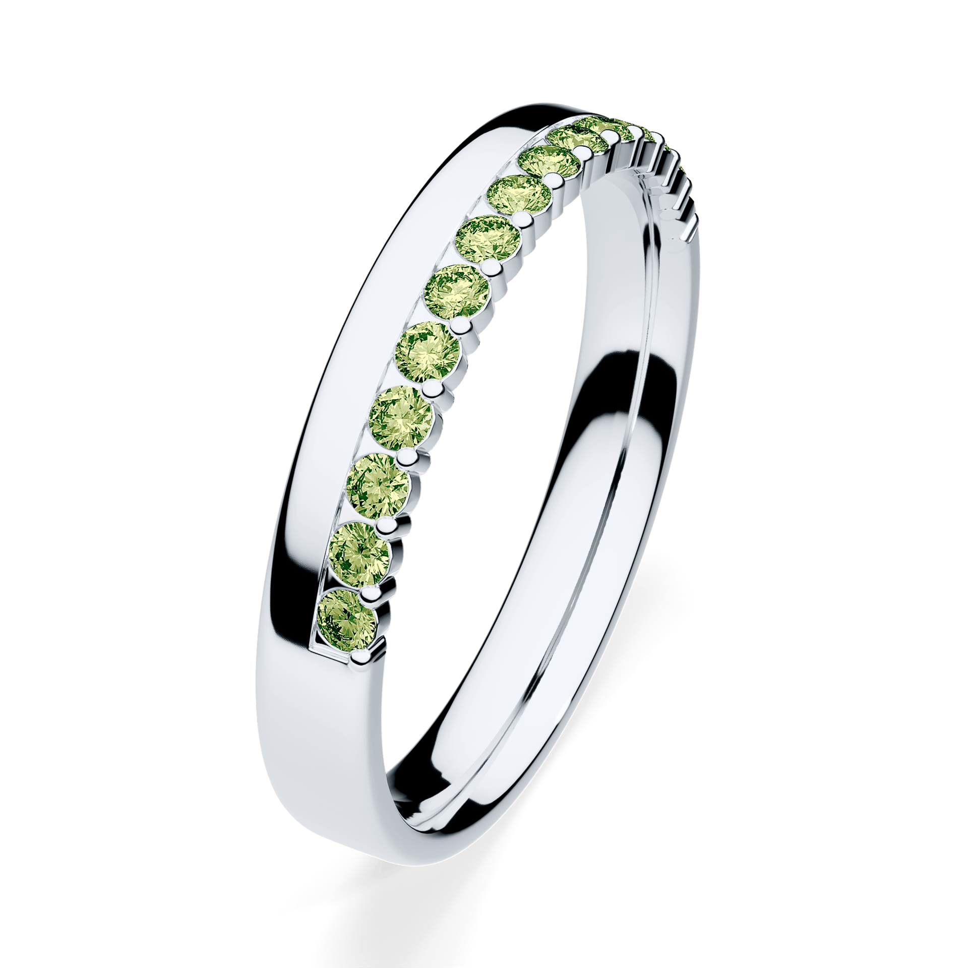 Dostawka Daisy z białego złota z jasnym zielonym diamentem 0,22ct