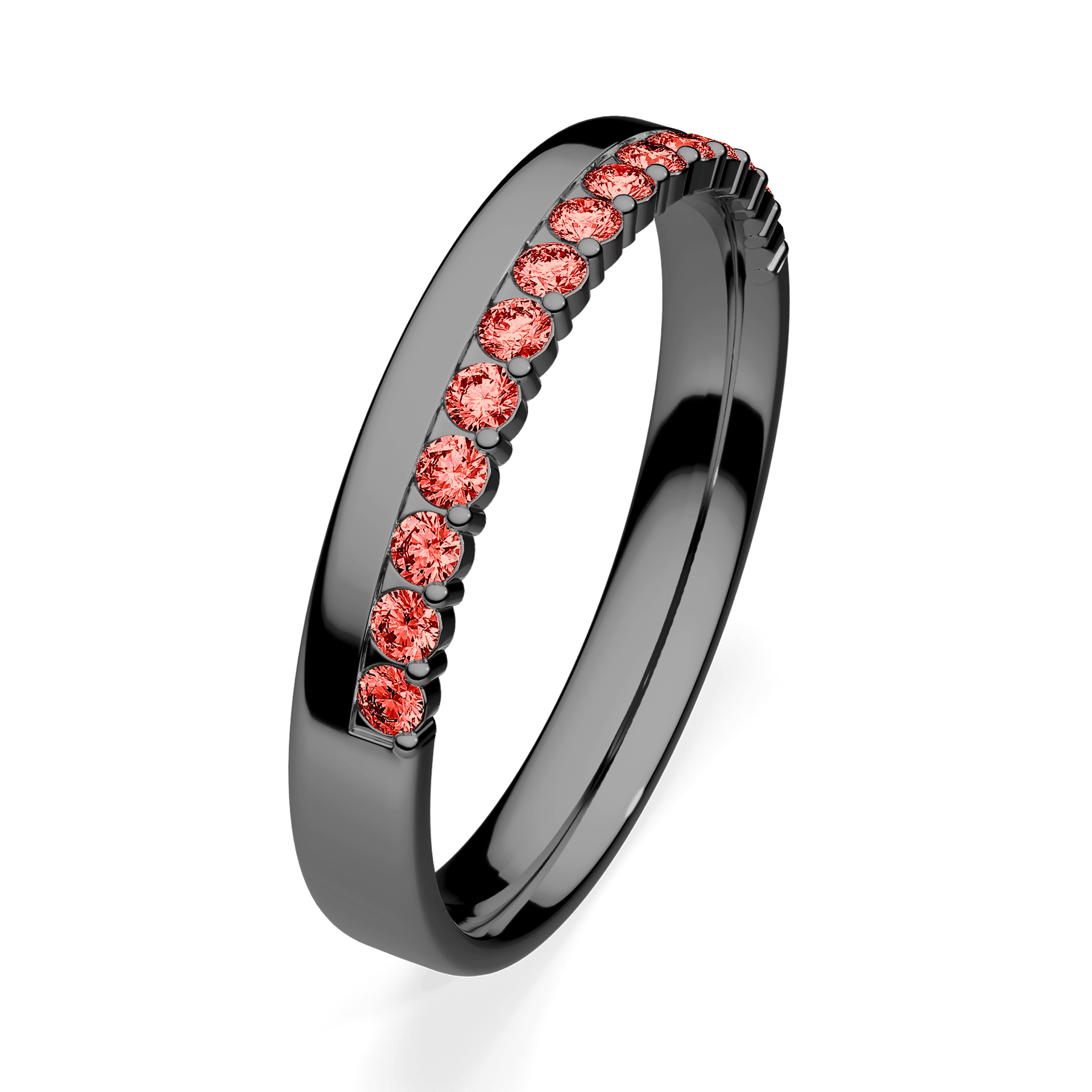 Dostawka Daisy z czarnego złota z czerwonym diamentem 0,22ct