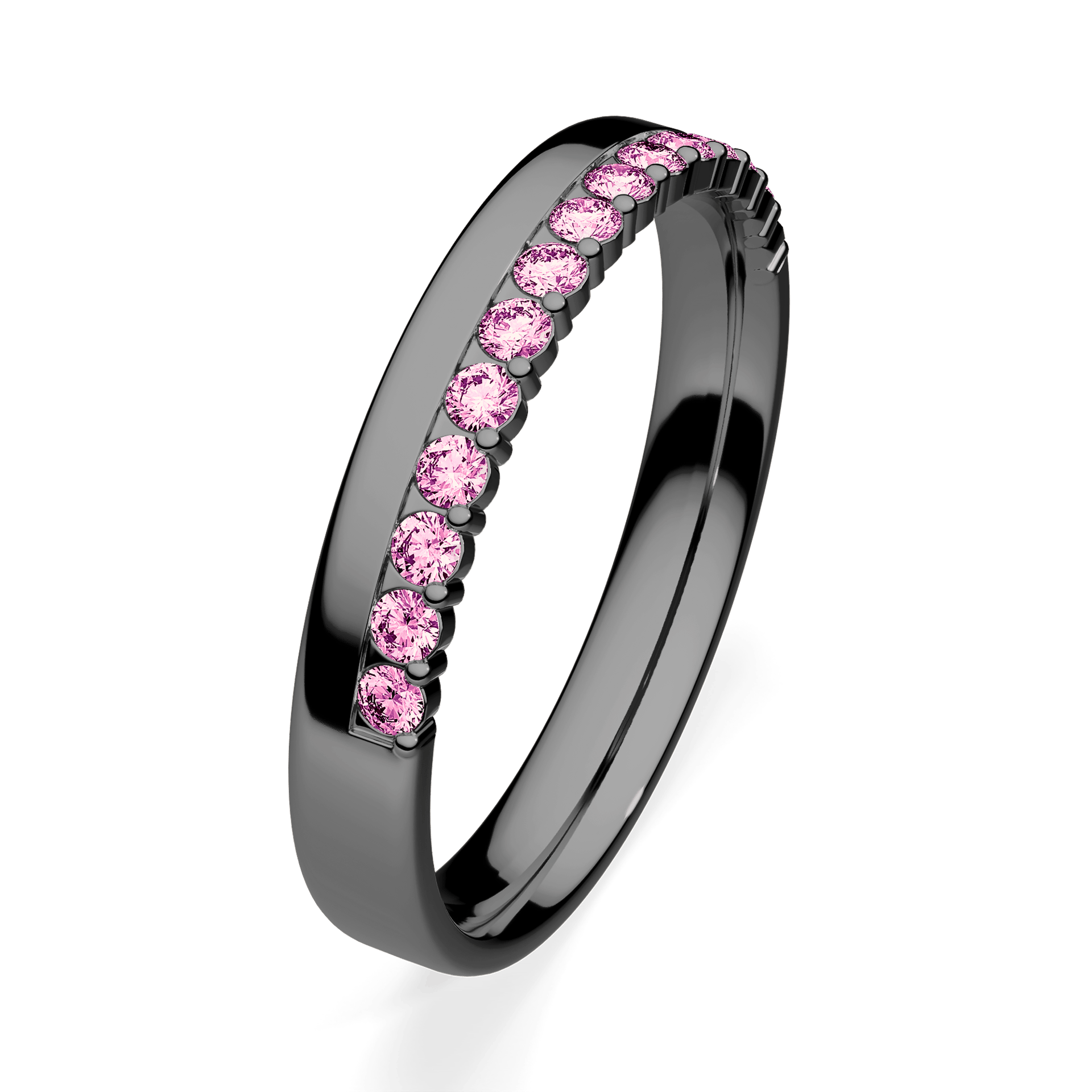 Dostawka Daisy z czarnego złota z różowym diamentem 0,22ct