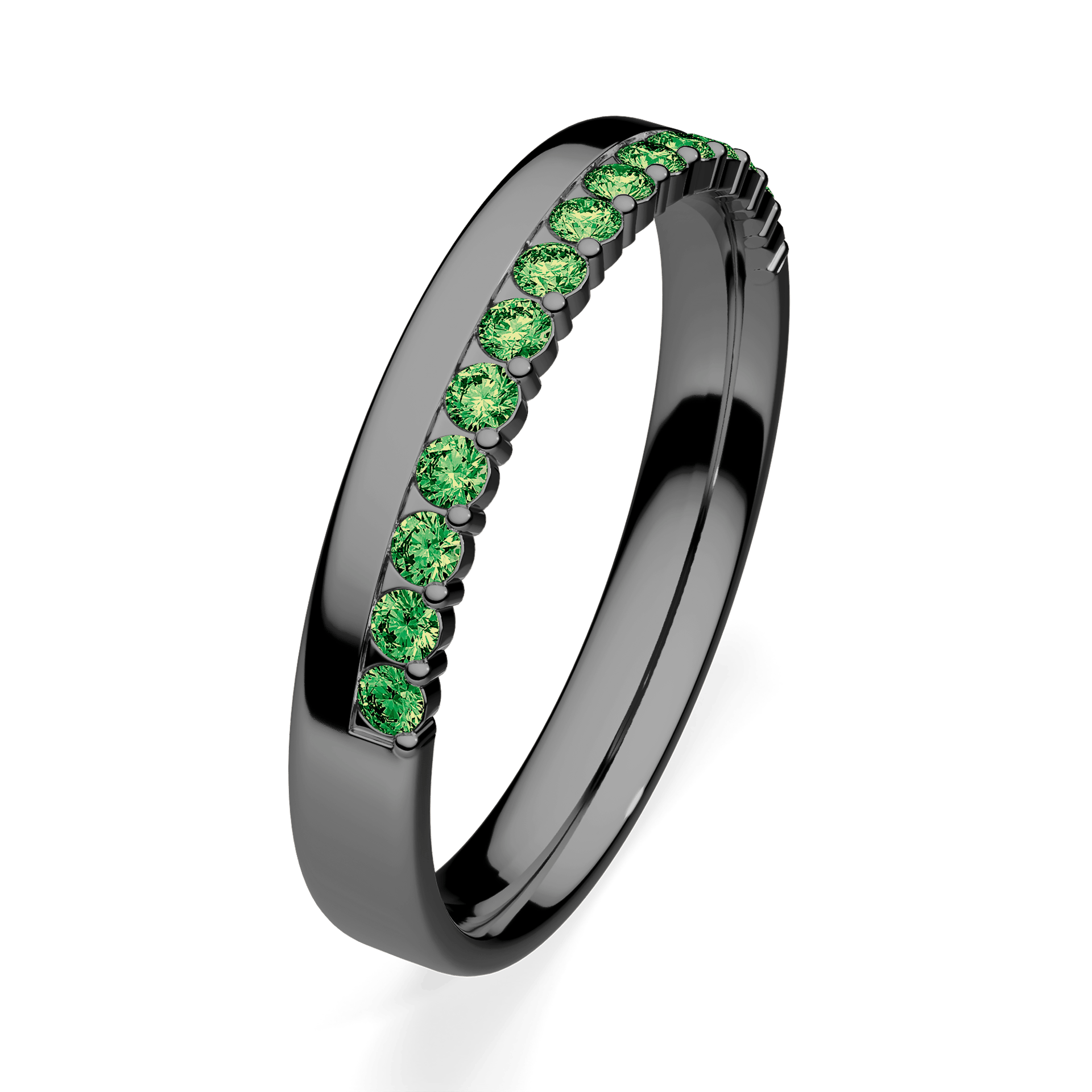 Dostawka Daisy z czarnego złota z jasnym zielonym diamentem 0,22ct