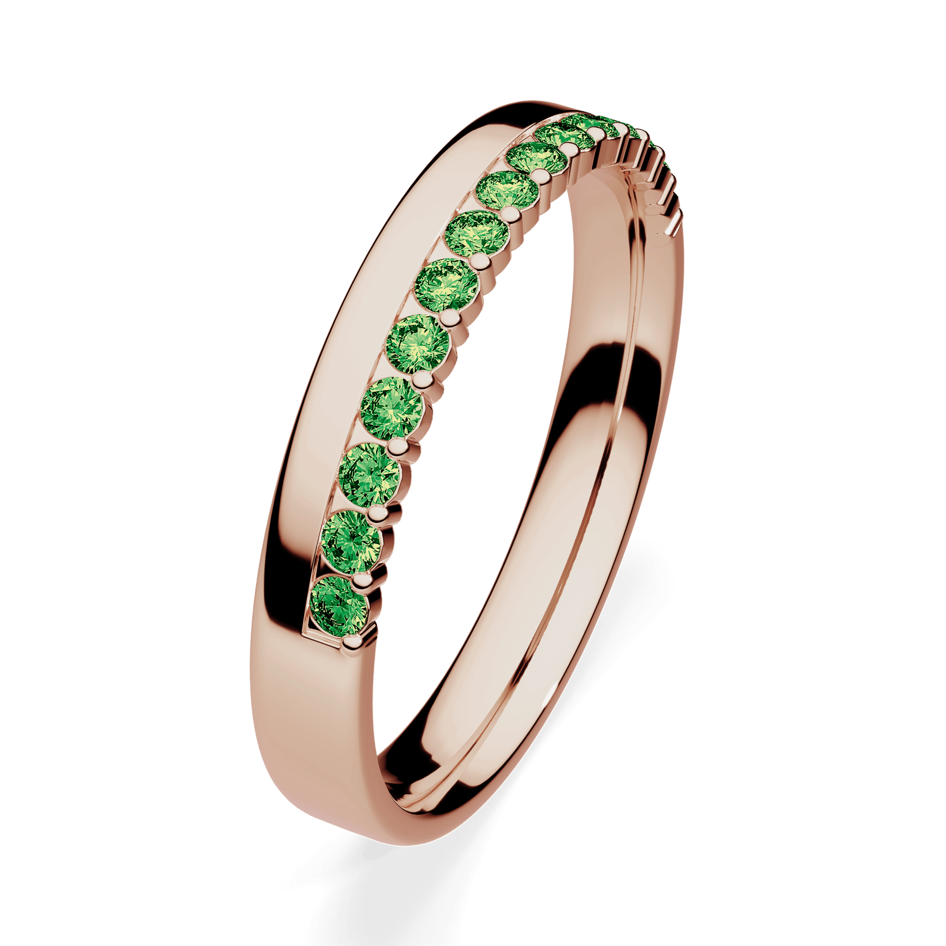 Dostawka Daisy z różowego złota z jasnym zielonym diamentem 0,22ct