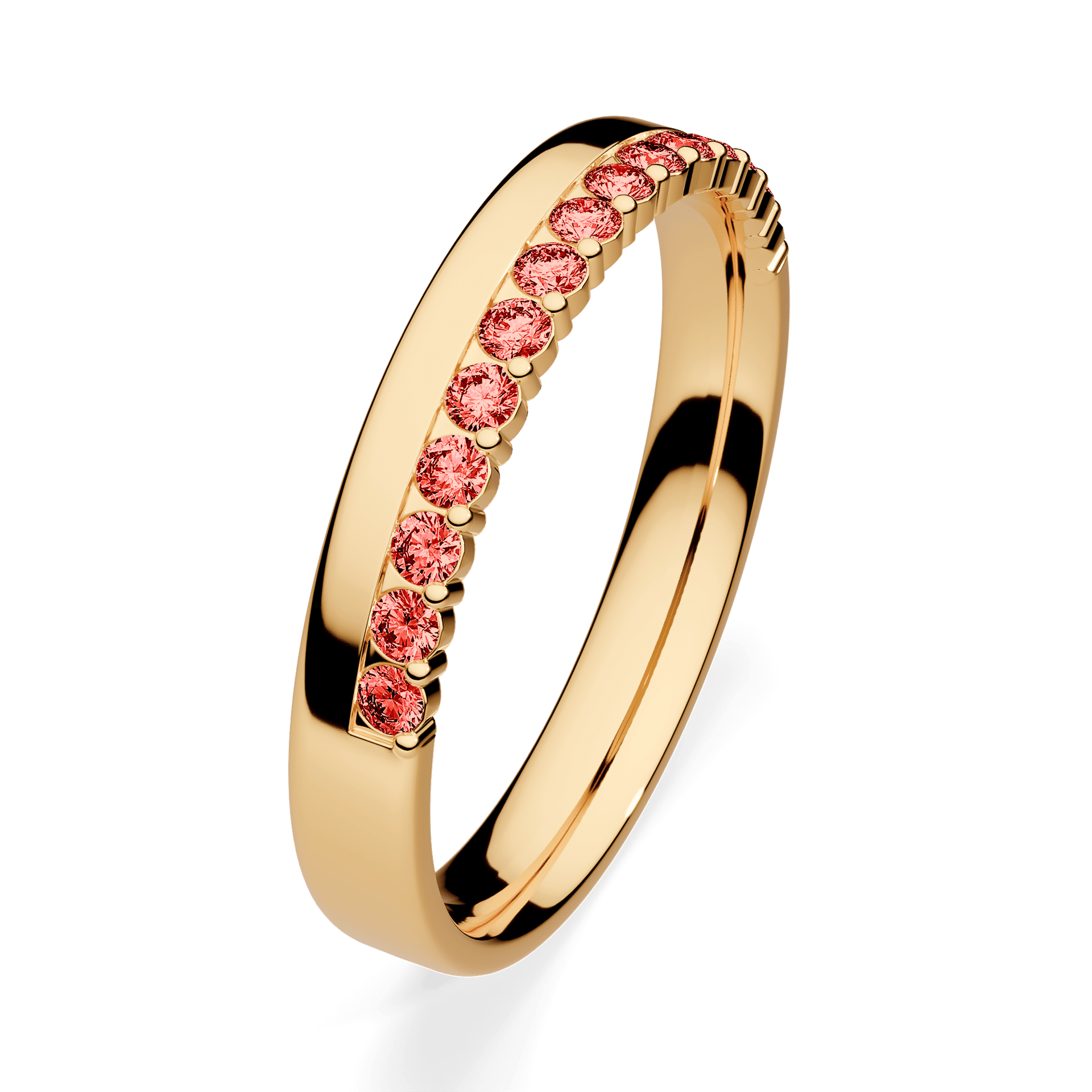 Dostawka Daisy z żółtego złota z czerwonym diamentem 0,22ct