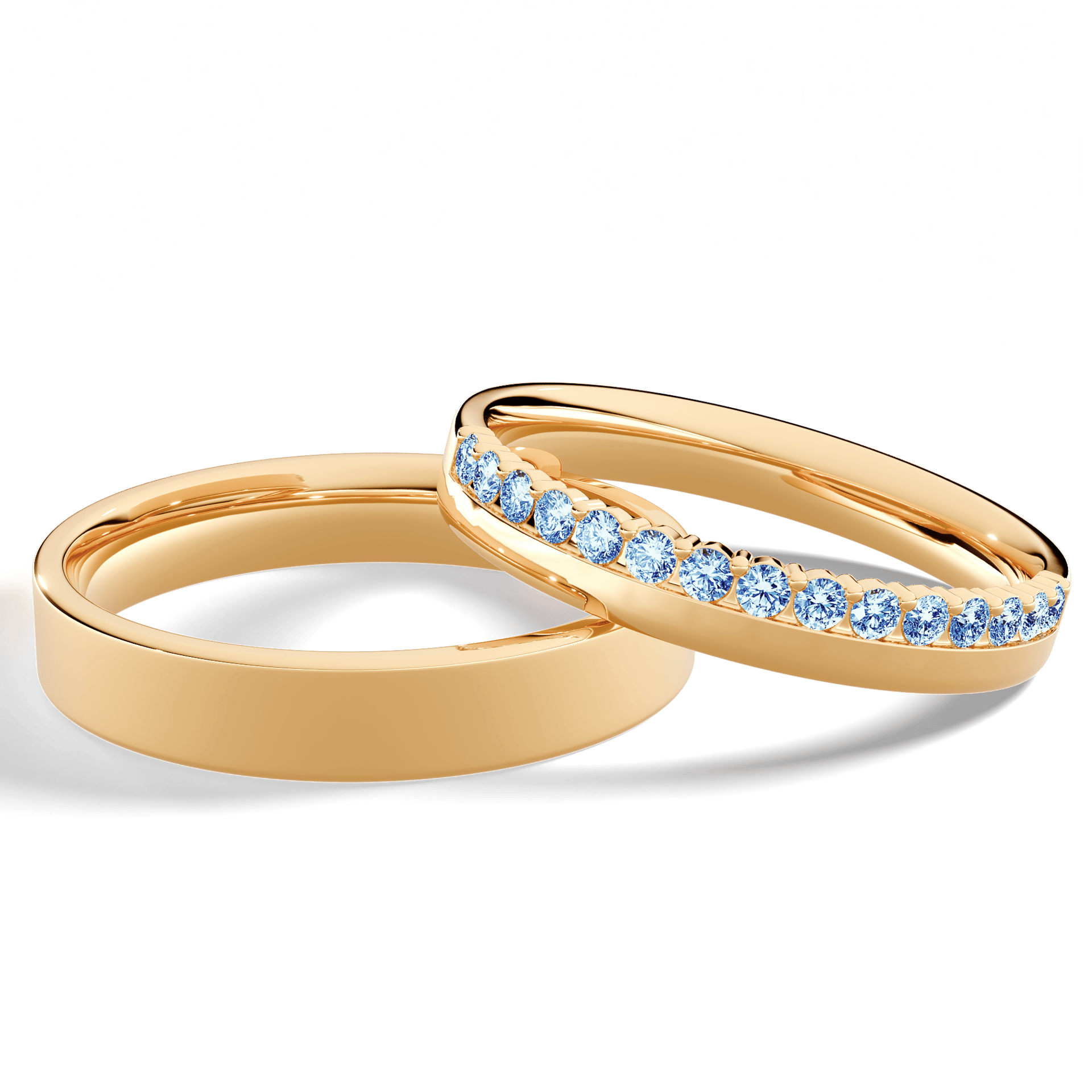 Dostawka Daisy z żółtego złota z niebieskim diamentem 0,22ct