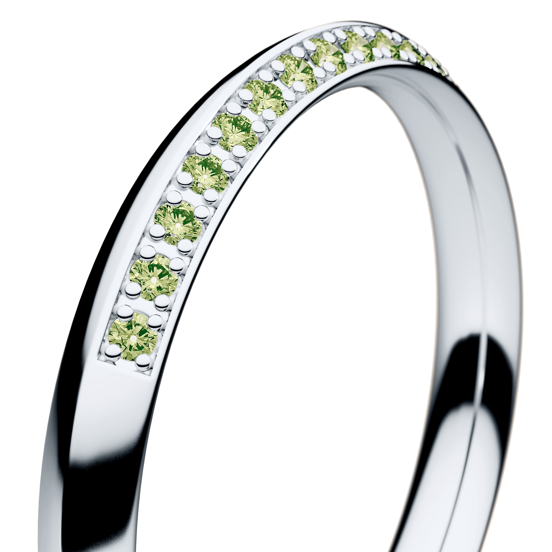 Dostawka Angel z białego złota z jasnym zielonym diamentem 0,08ct