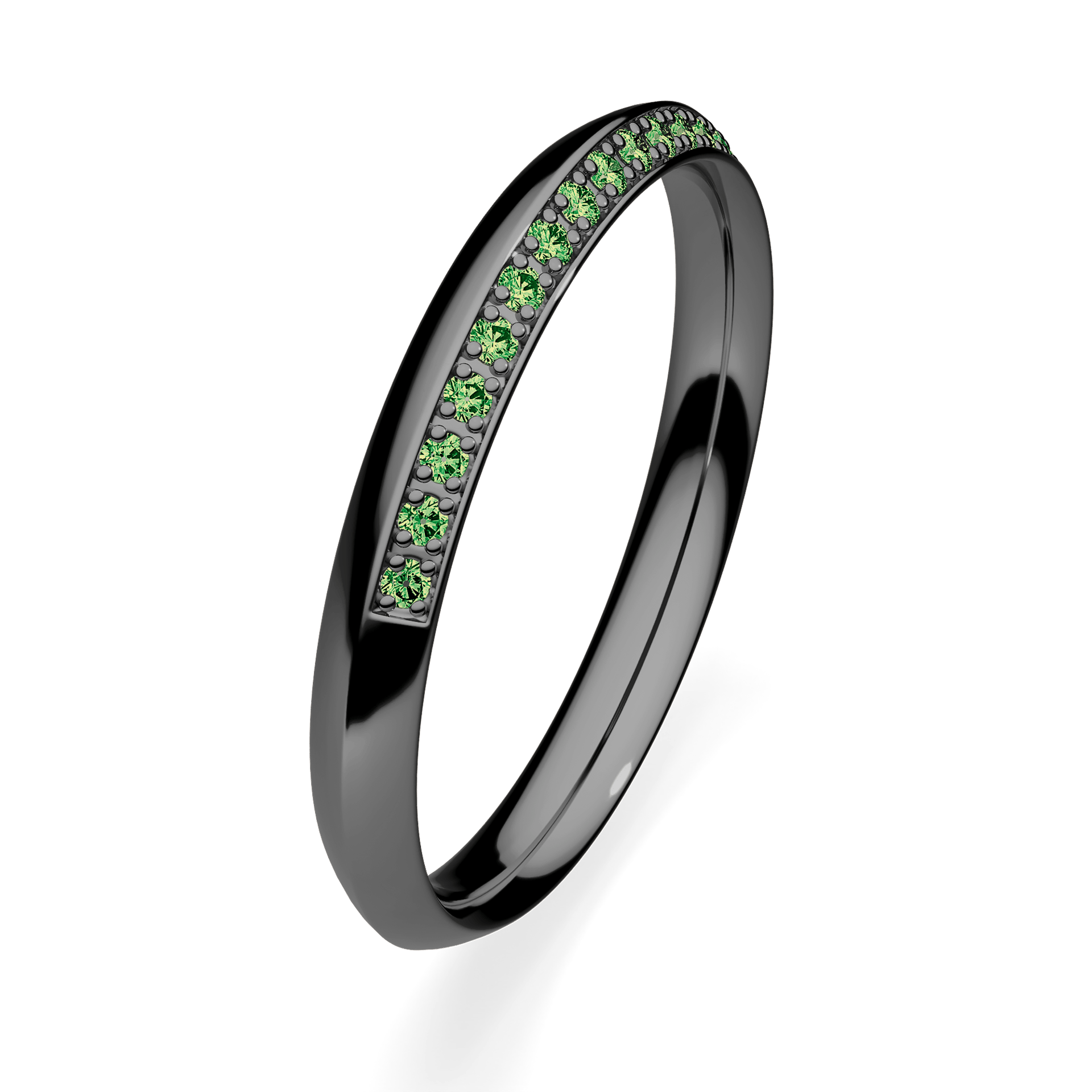 Dostawka Angel z czarnego złota z ciemnym zielonym diamentem 0,08ct