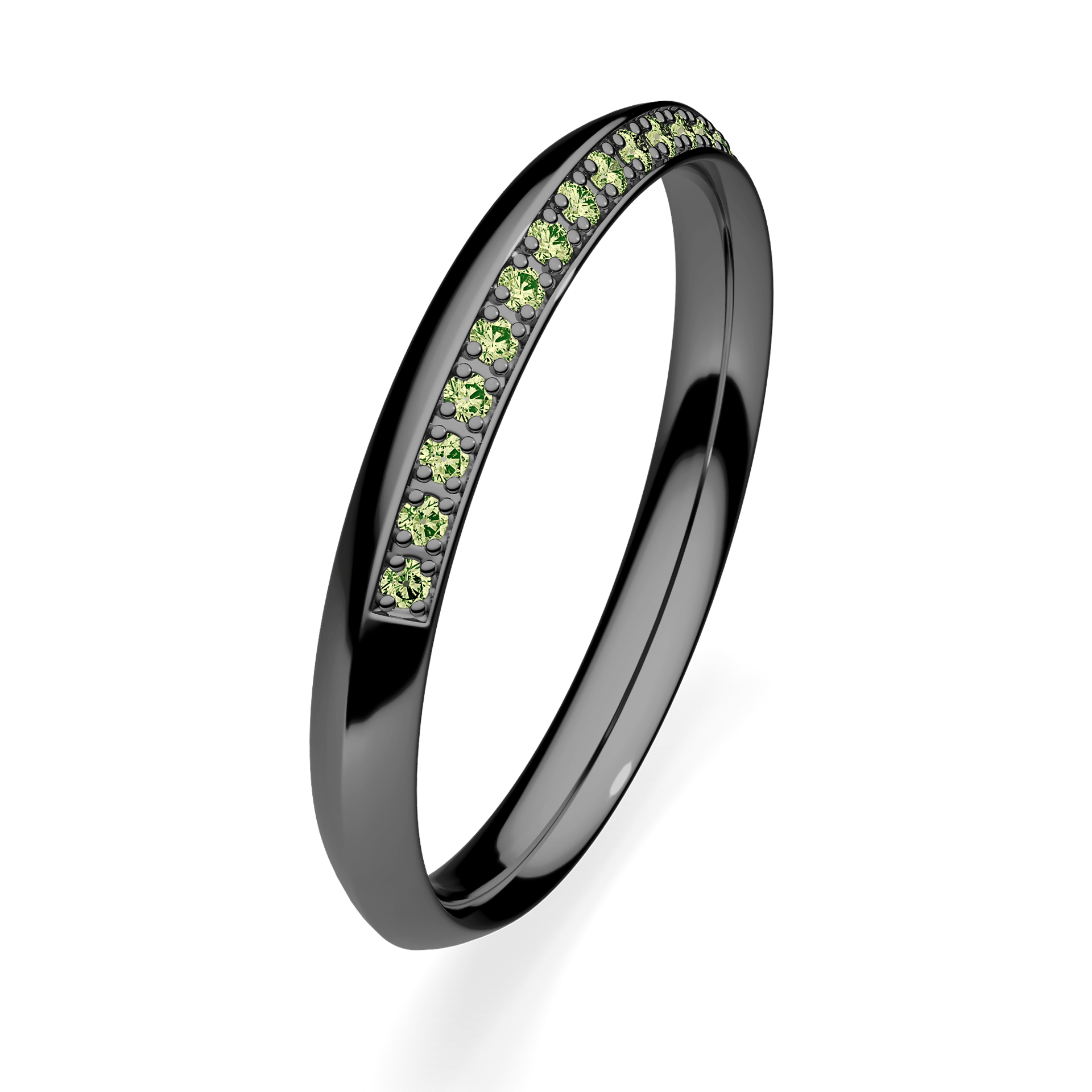 Dostawka Angel z czarnego złota z jasnym zielonym diamentem 0,08ct