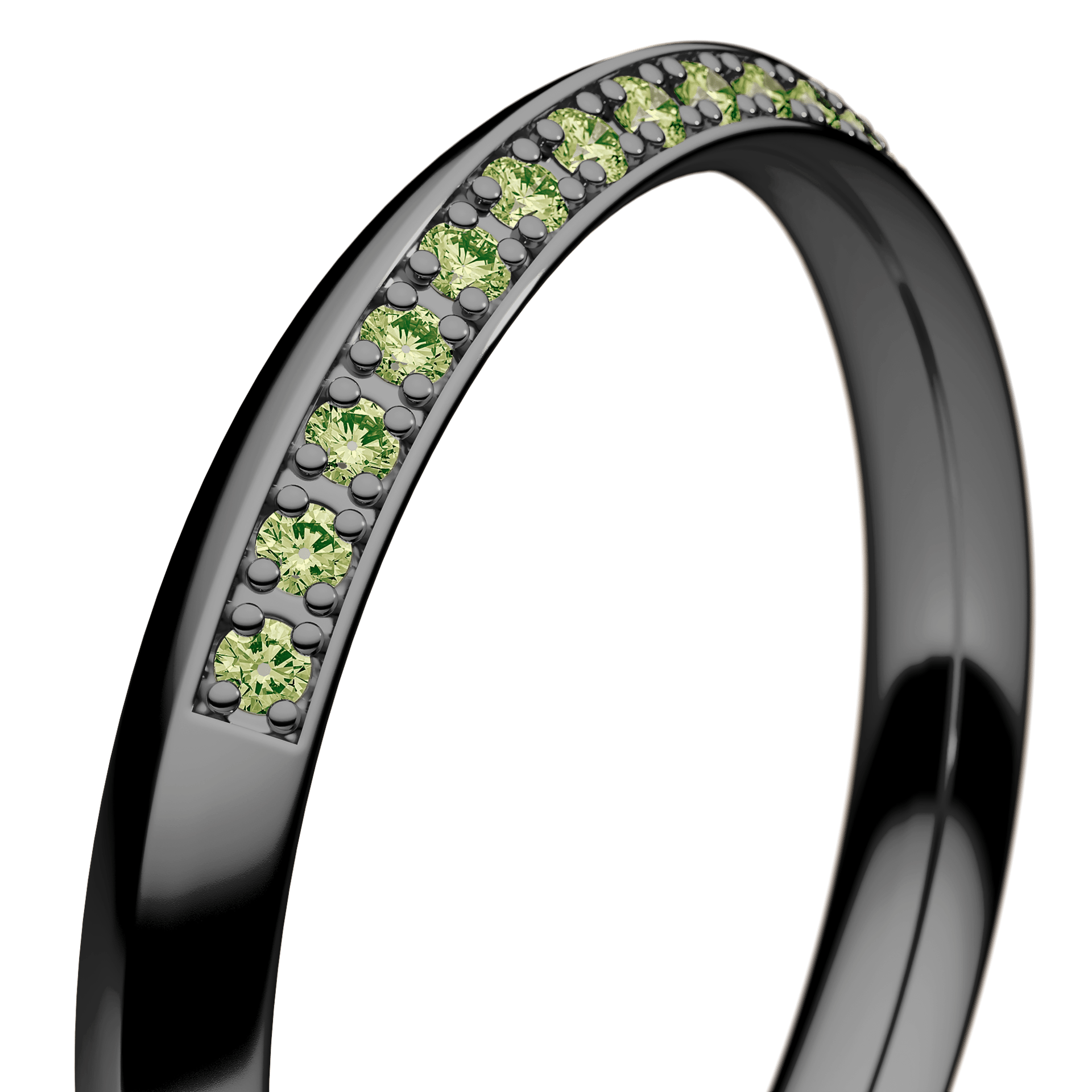 Dostawka Angel z czarnego złota z jasnym zielonym diamentem 0,08ct