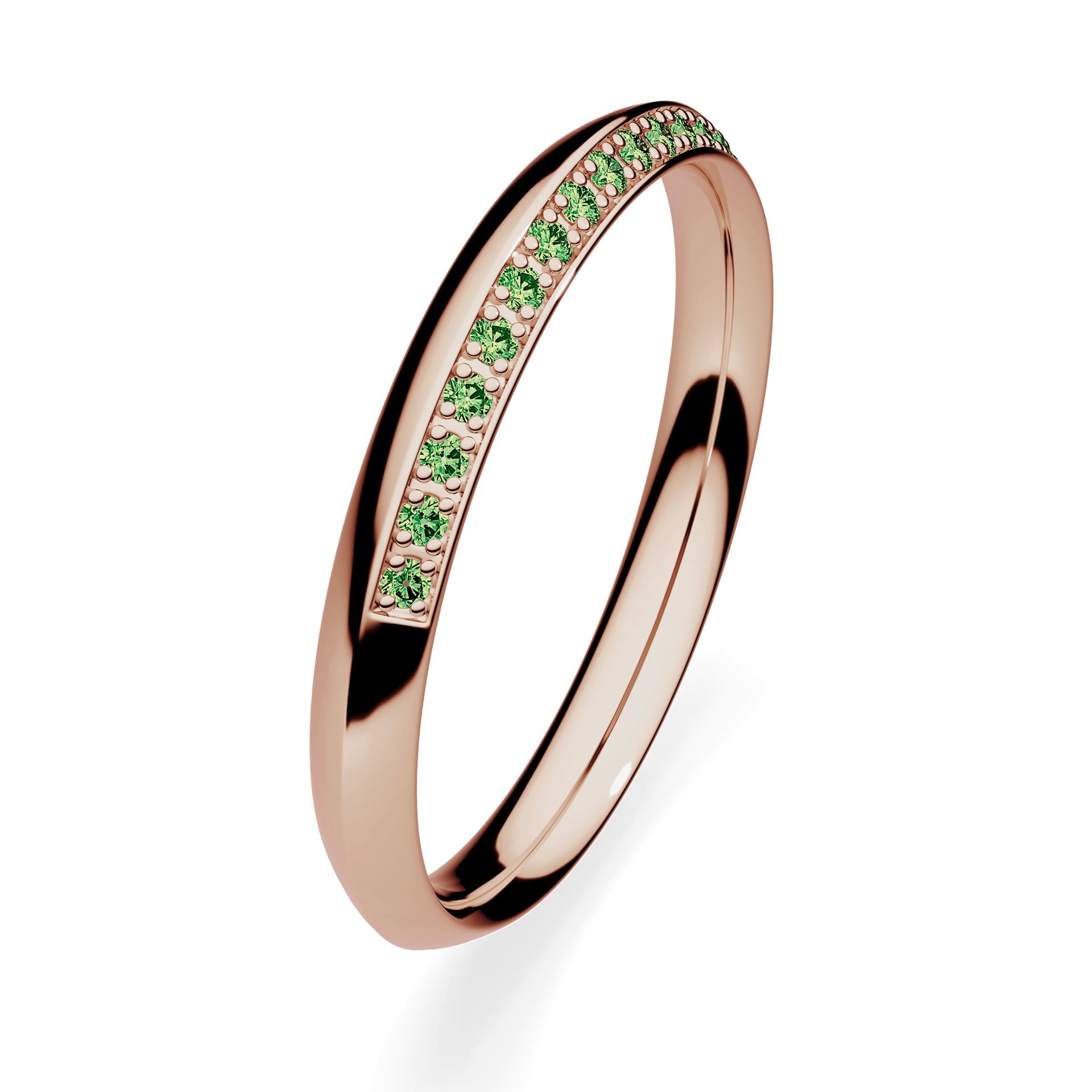 Dostawka Angel z różowego złota z ciemnym zielonym diamentem 0,08ct