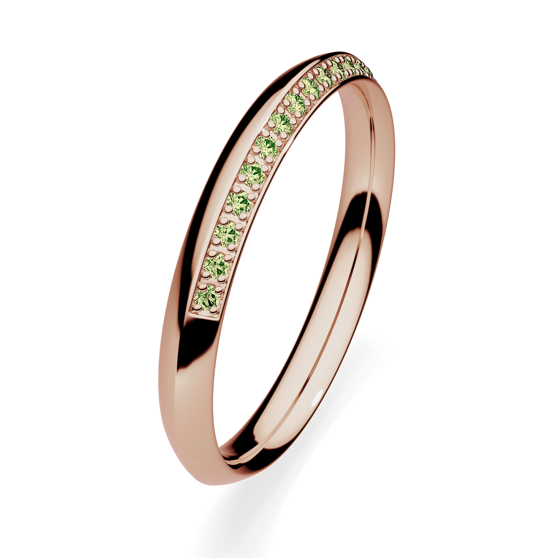 Dostawka Angel z różowego złota z jasnym zielonym diamentem 0,08ct