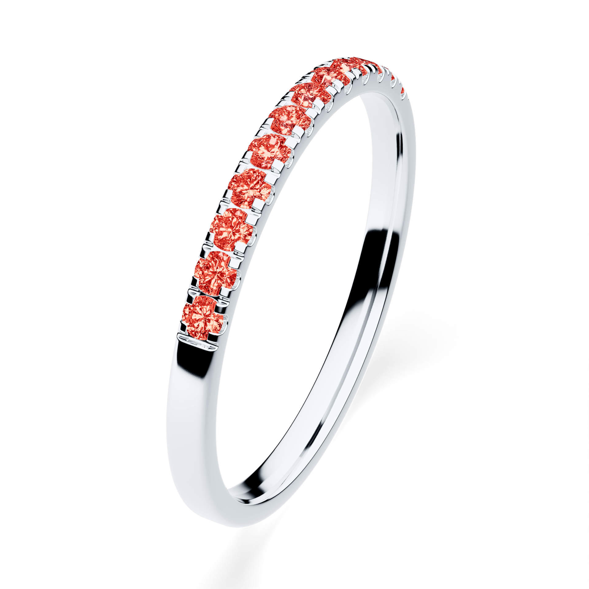 Dostawka Rosie z białego złota z czerwonym diamentem laboratoryjnym 0,18ct