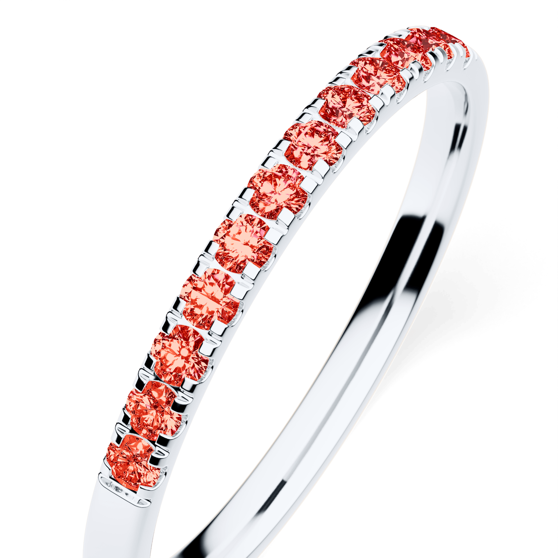 Dostawka Rosie z białego złota z czerwonym diamentem laboratoryjnym 0,18ct