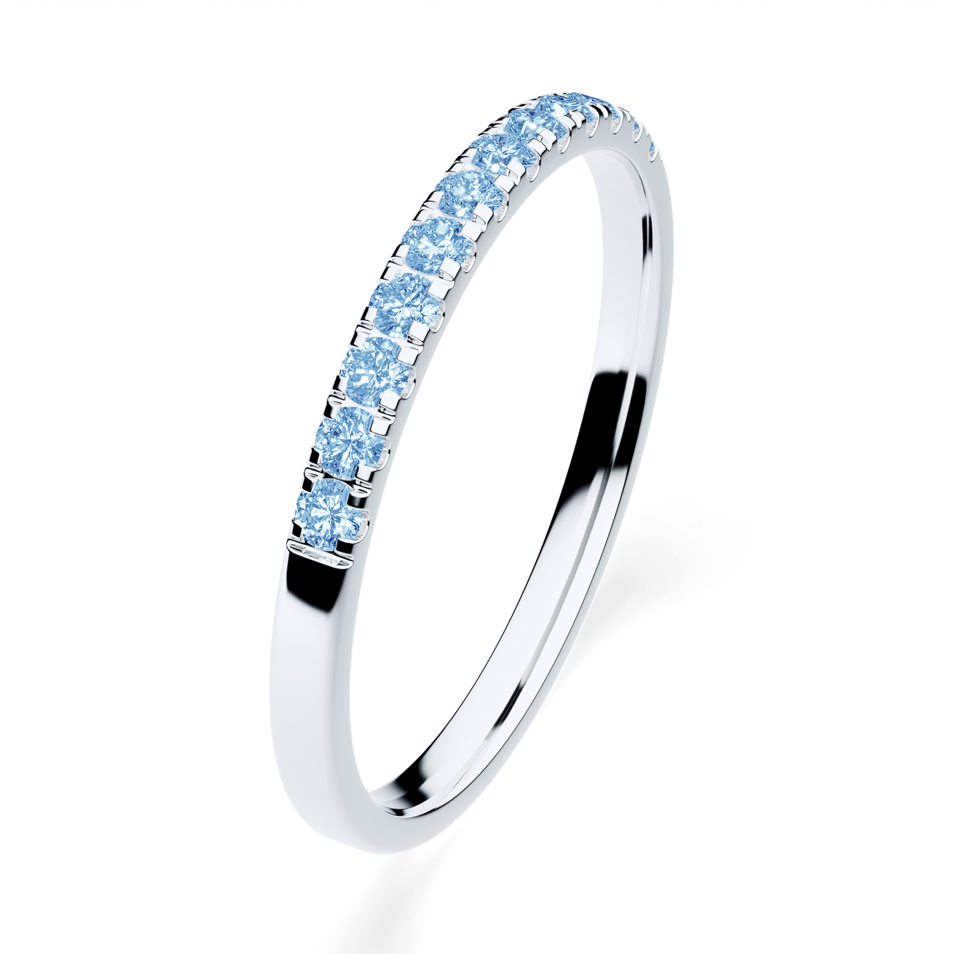 Dostawka Rosie z białego złota z niebieskim diamentem laboratoryjnym 0,18ct