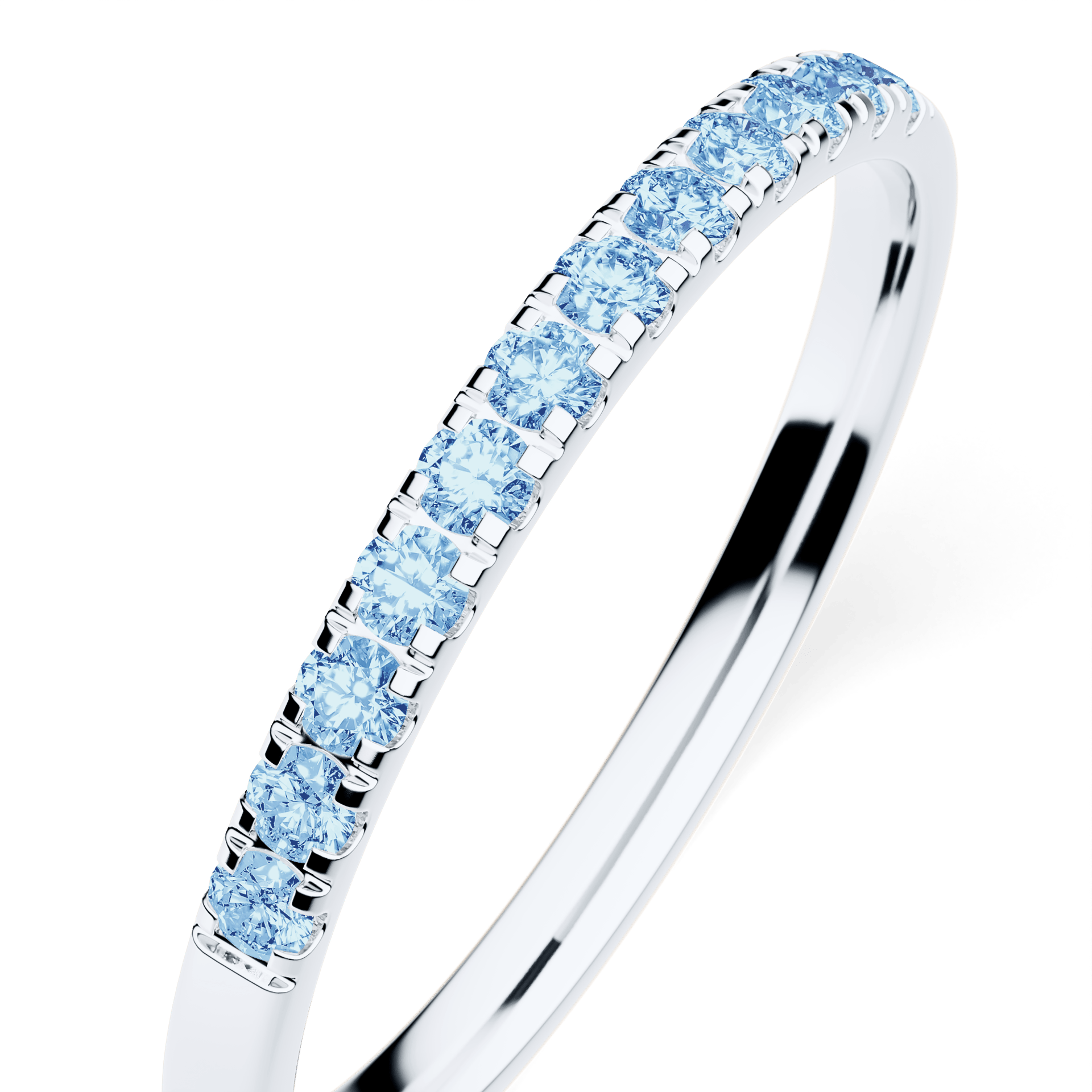 Dostawka Rosie z białego złota z niebieskim diamentem laboratoryjnym 0,18ct