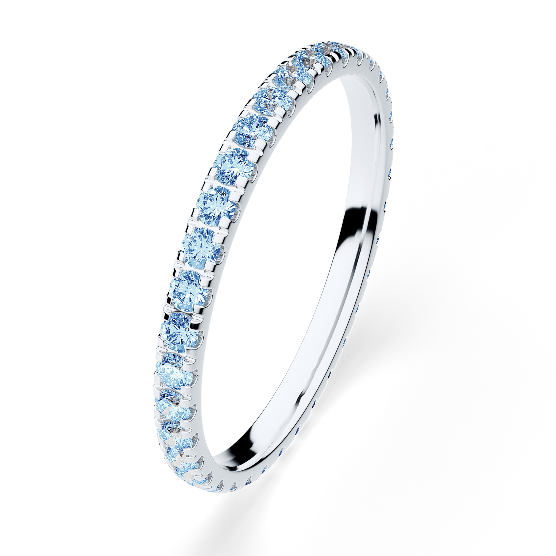 Dostawka Rosie z białego złota z niebieskim diamentem 0,53ct