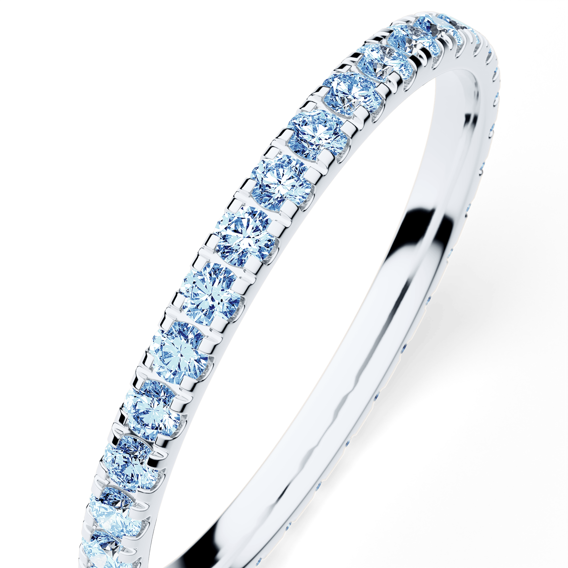 Dostawka Rosie z białego złota z niebieskim diamentem 0,53ct