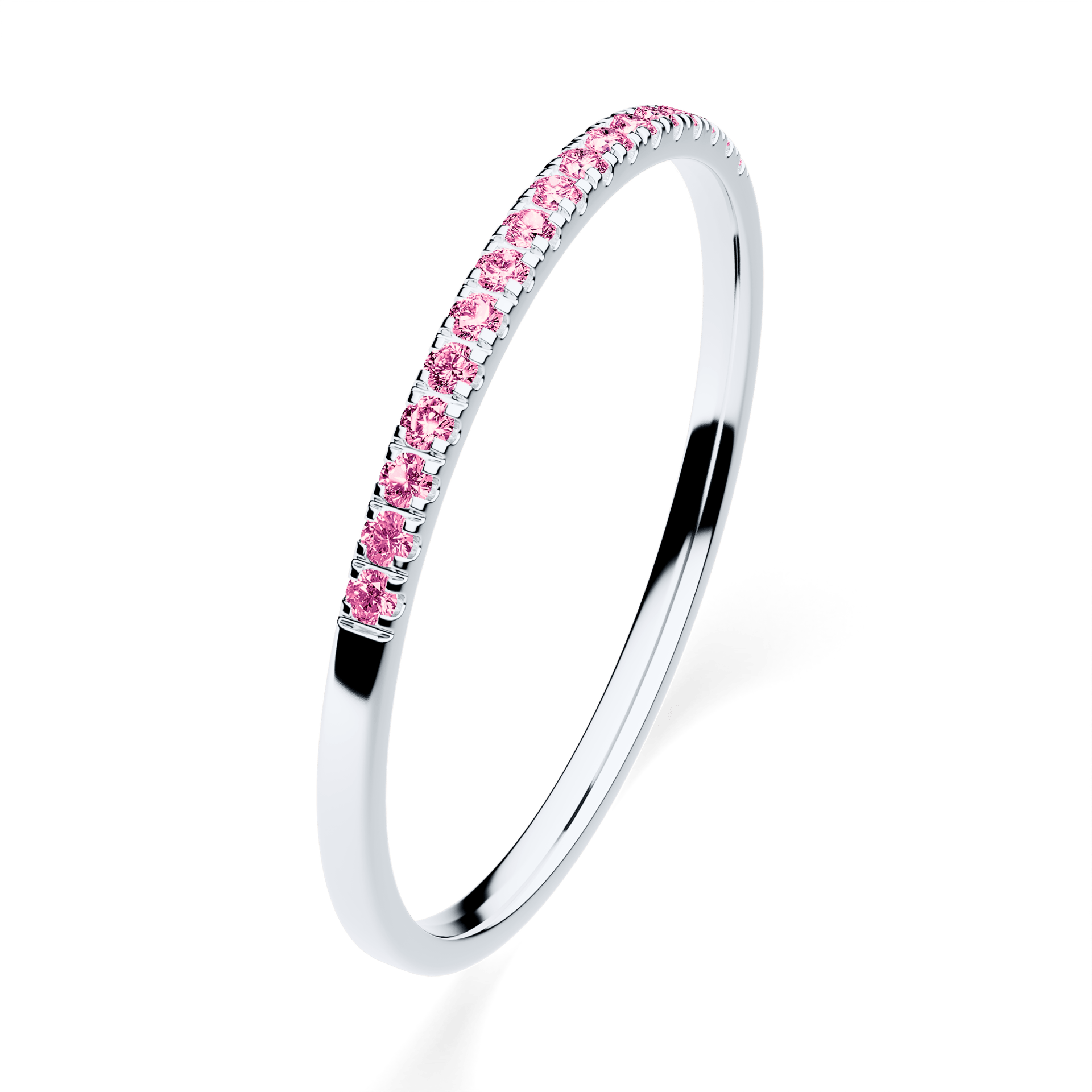 Dostawka Rosie z białego złota z różowym diamentem laboratoryjnym 0,08ct