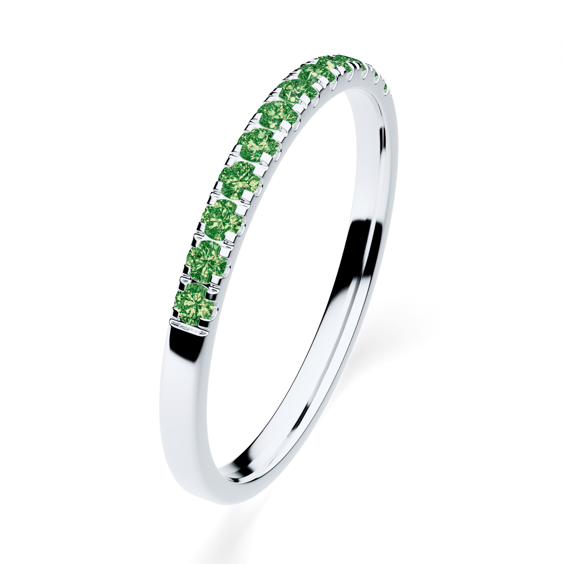 Dostawka Rosie z białego złota z ciemnym zielonym diamentem laboratoryjnym 0,18ct