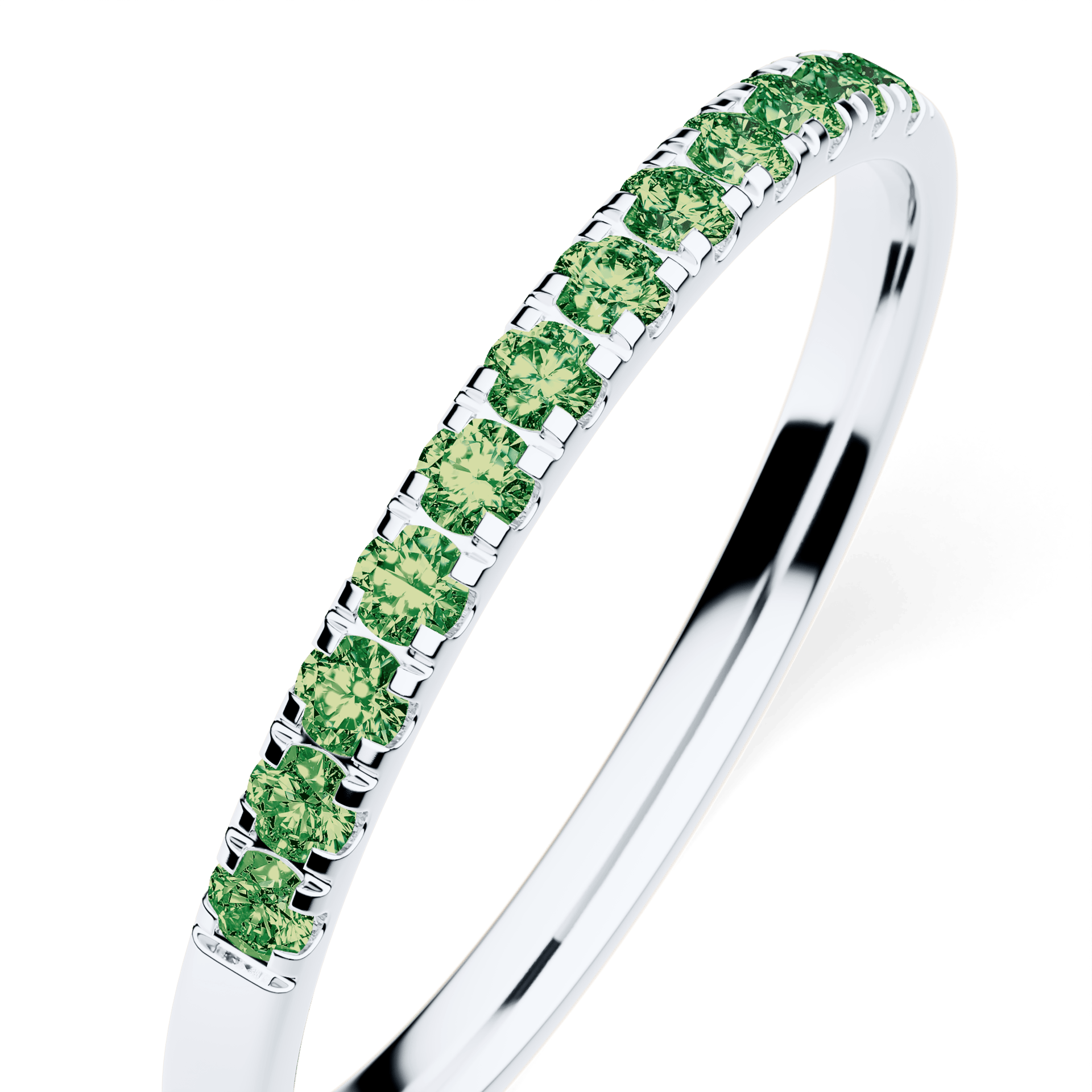 Dostawka Rosie z białego złota z ciemnym zielonym diamentem laboratoryjnym 0,18ct