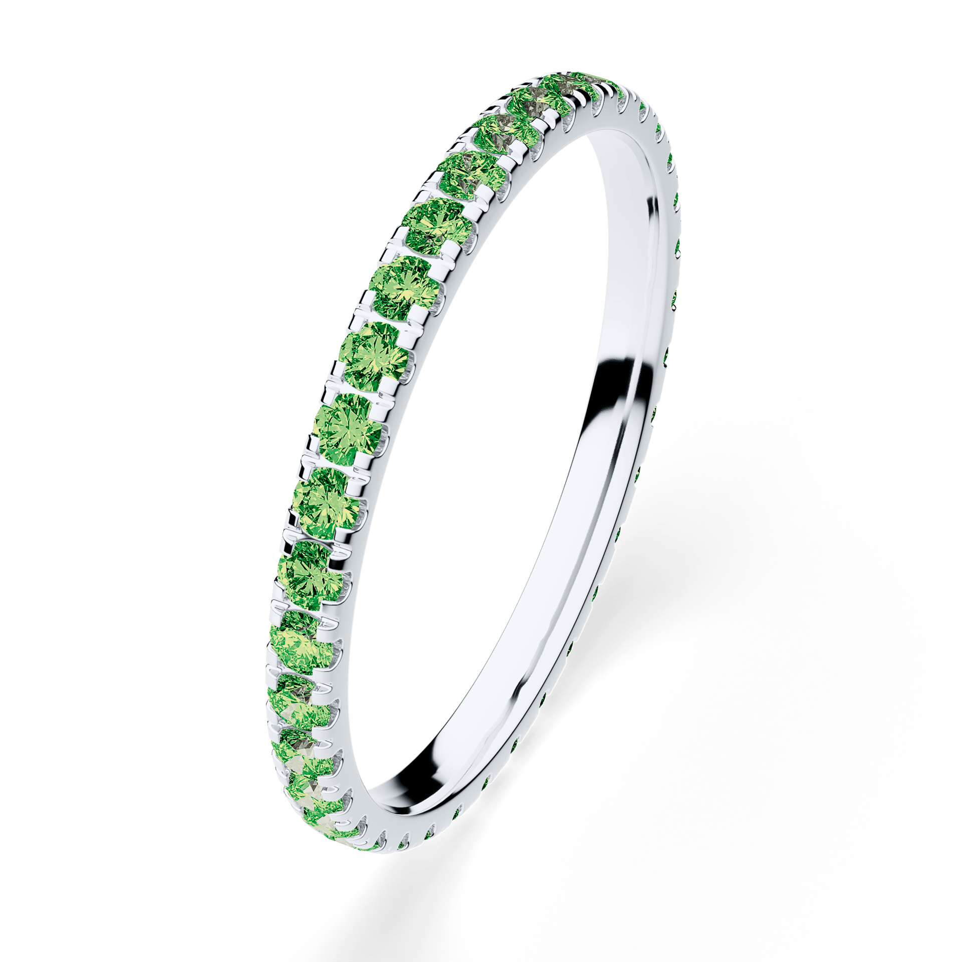 Dostawka Rosie z białego złota z ciemnym zielonym diamentem 0,53ct