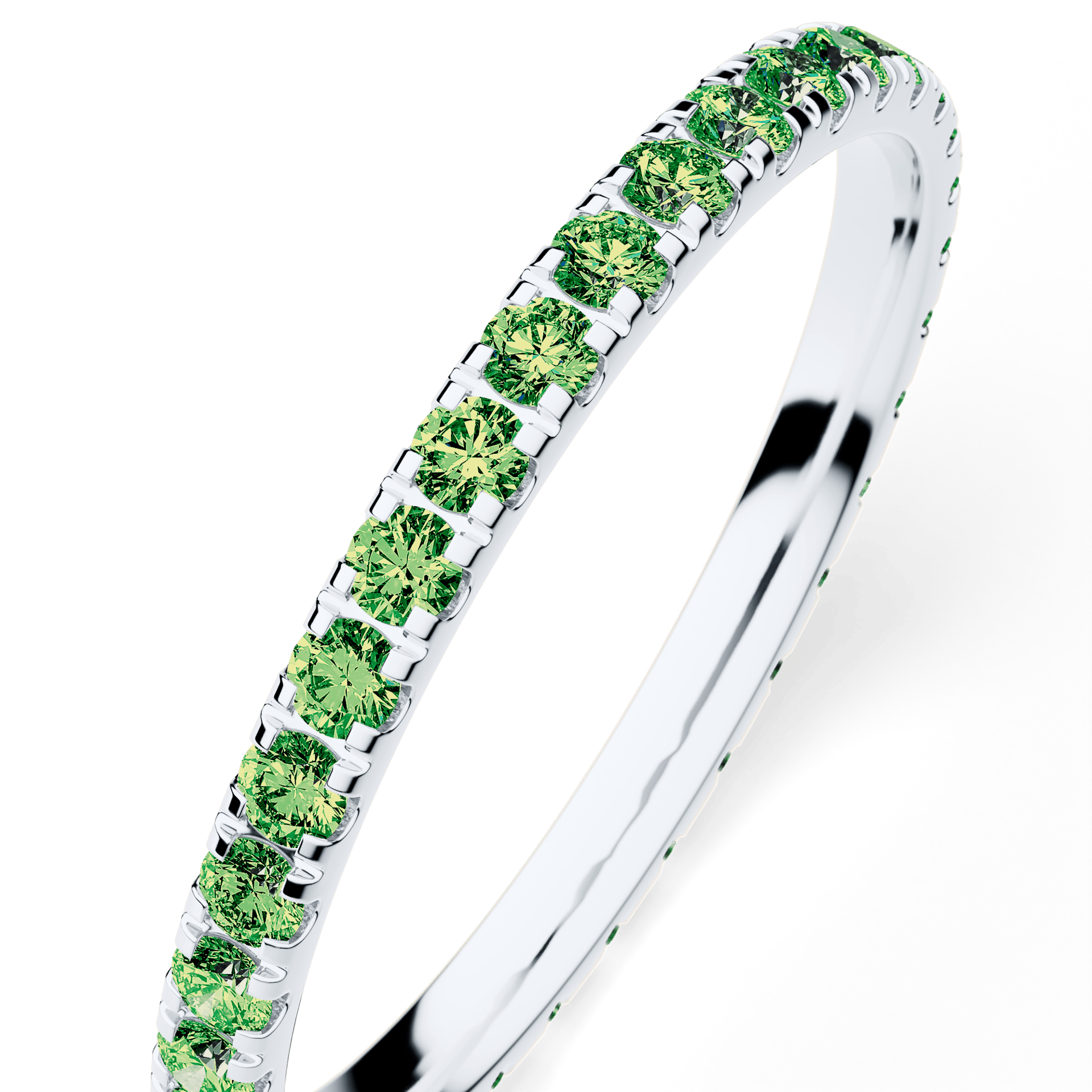 Dostawka Rosie z białego złota z ciemnym zielonym diamentem 0,53ct