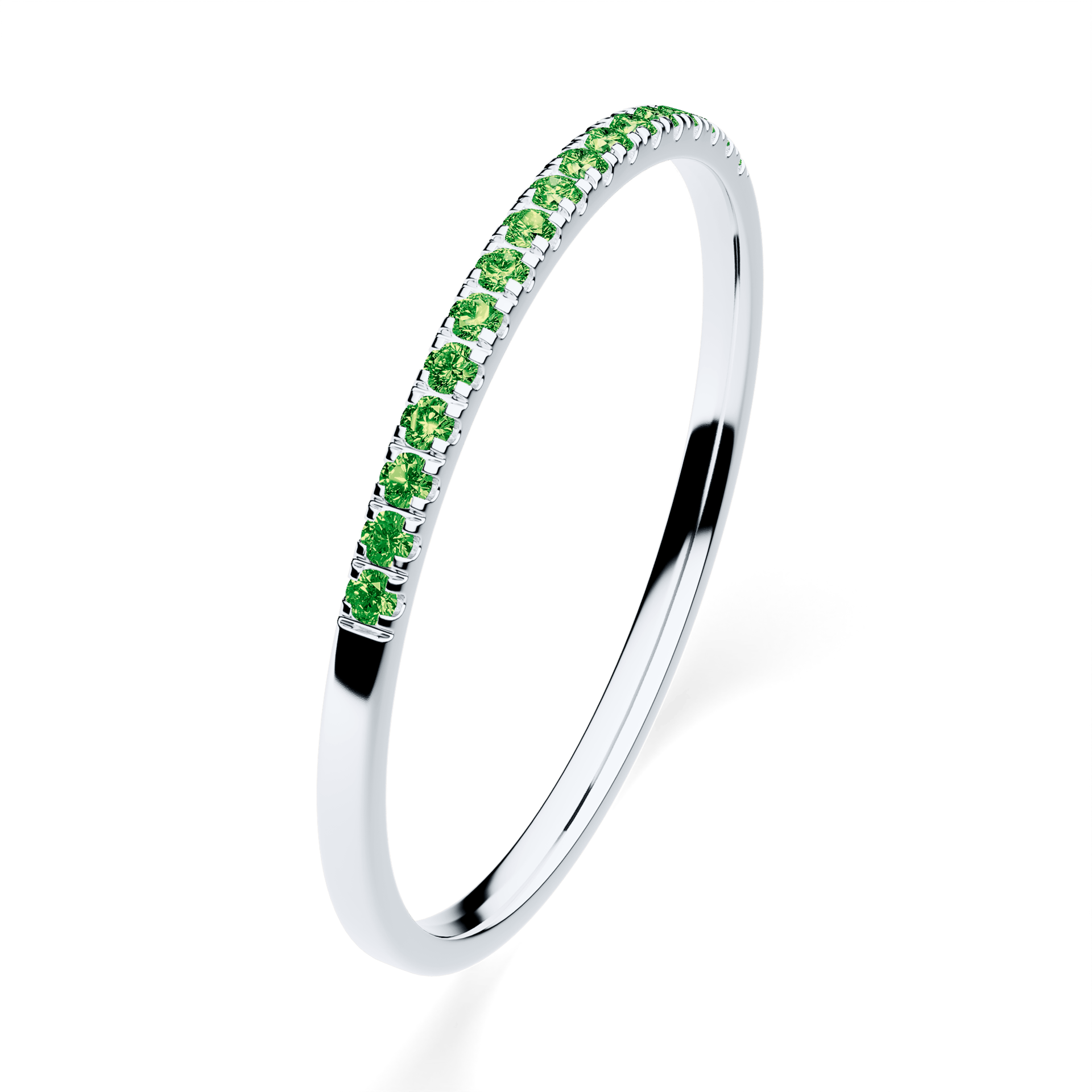 Dostawka Rosie z białego złota z ciemnym zielonym diamentem laboratoryjnym 0,08ct