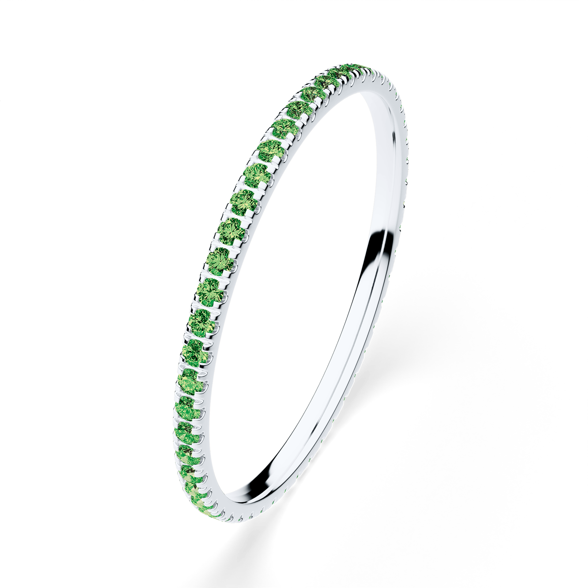 Dostawka Rosie z białego złota z ciemnym zielonym diamentem 0,25ct