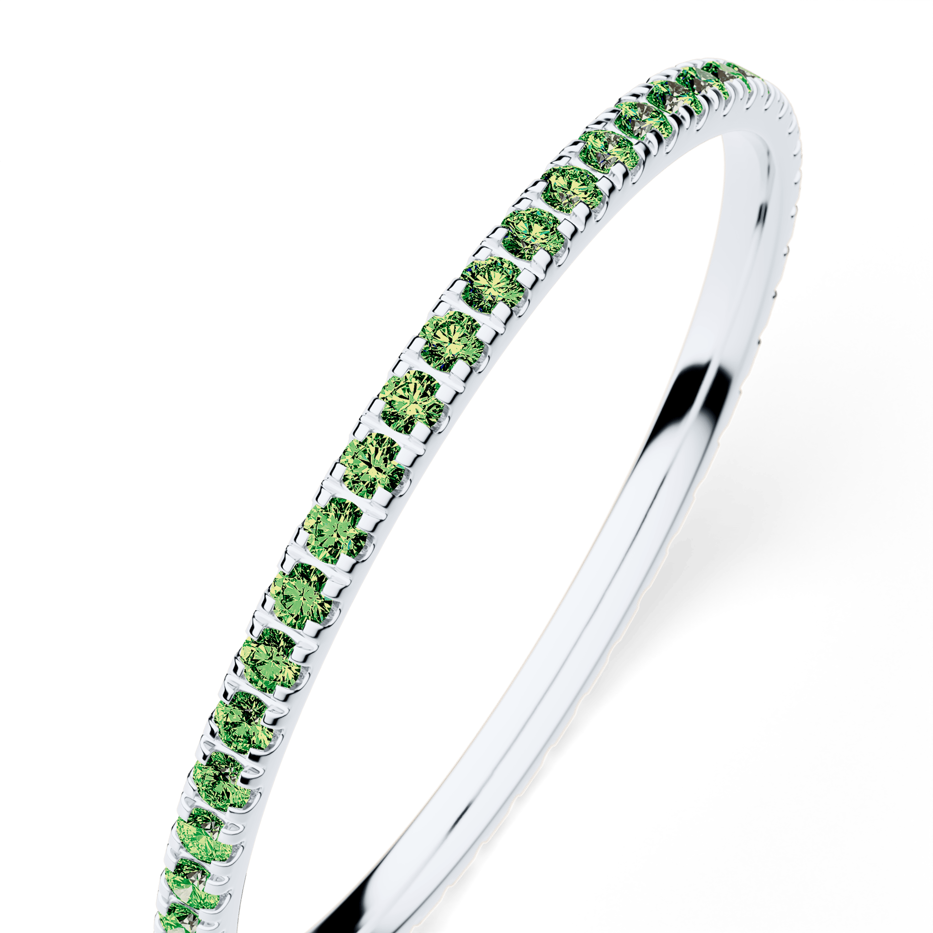 Dostawka Rosie z białego złota z ciemnym zielonym diamentem 0,25ct