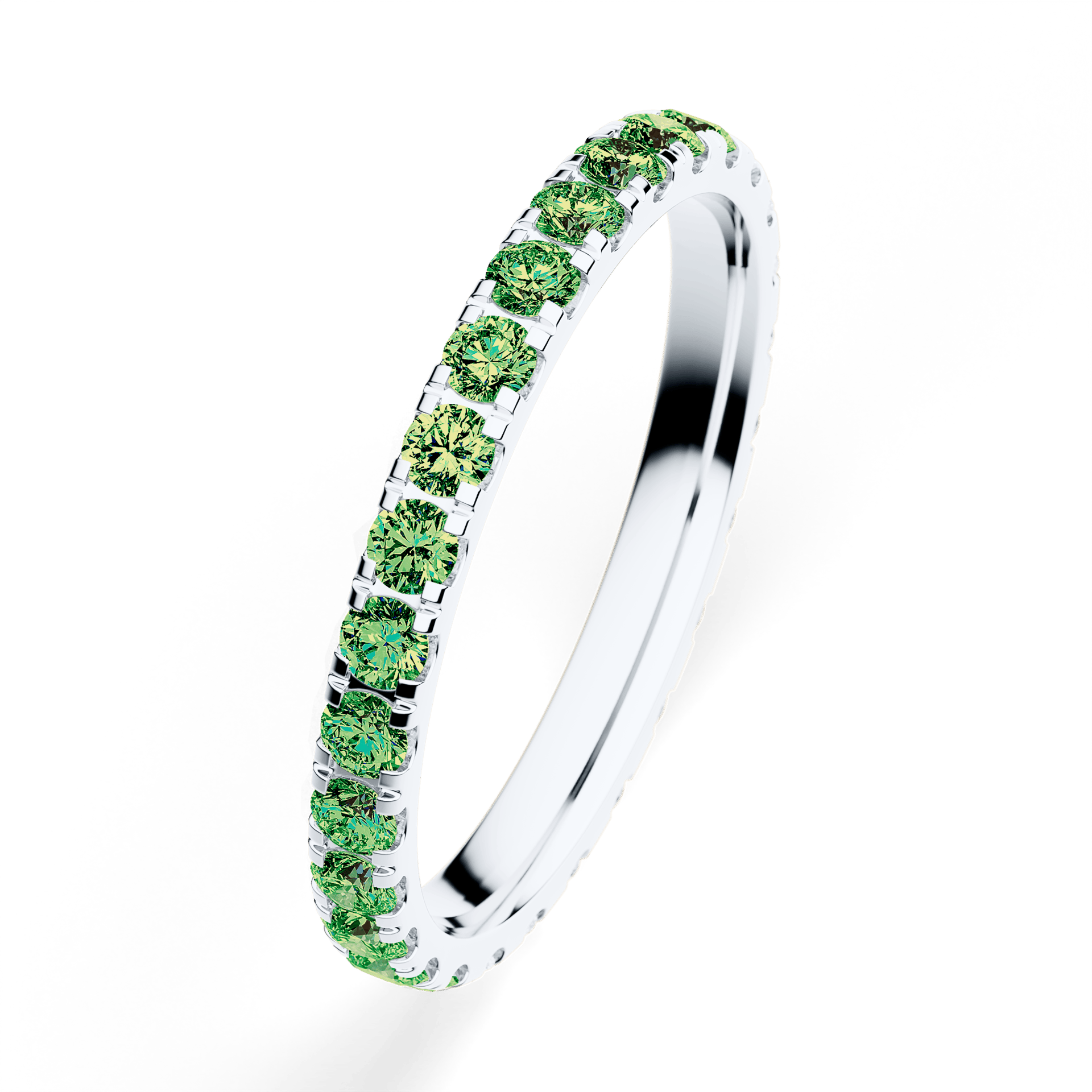 Dostawka Rosie z białego złota z ciemnym zielonym diamentem 0,96ct