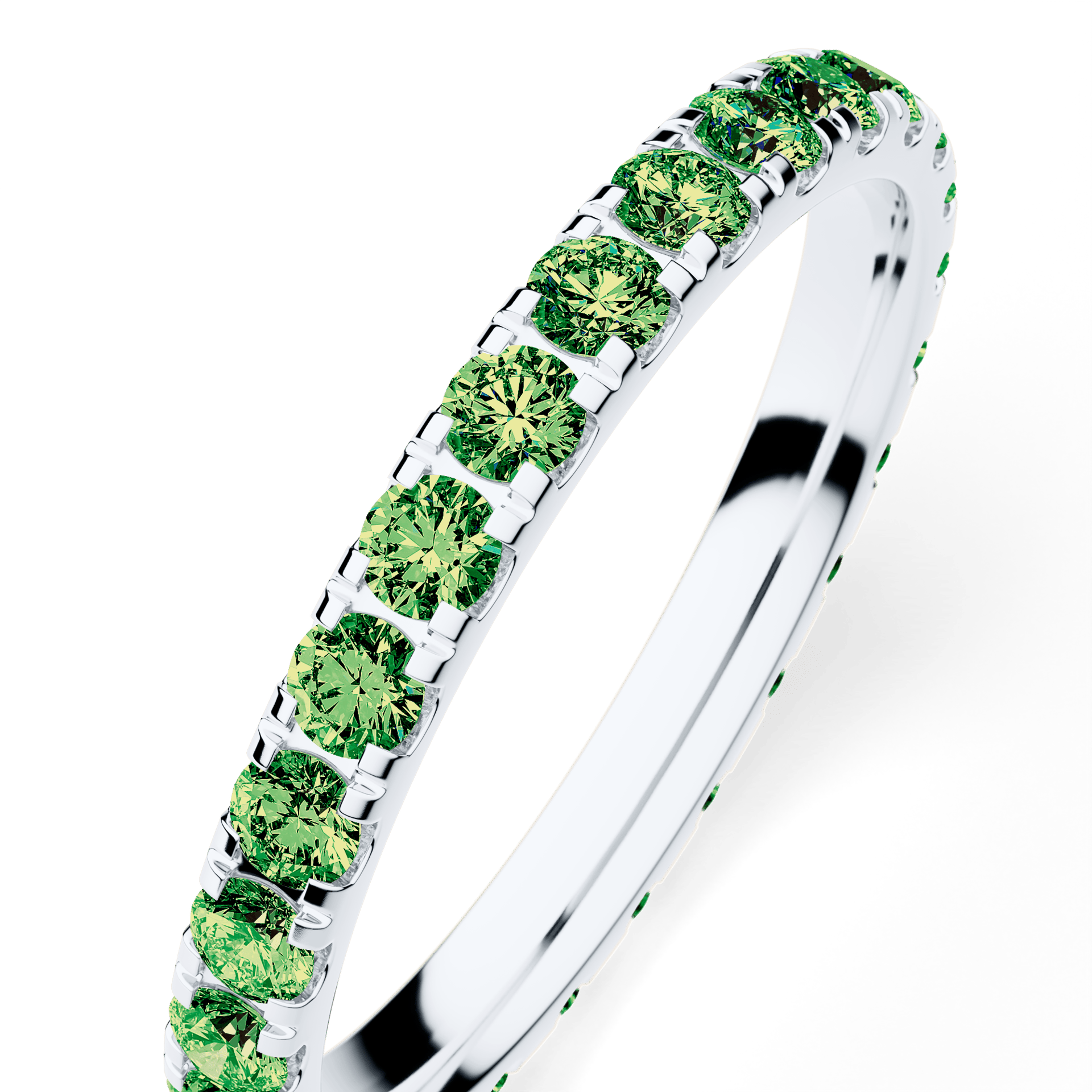 Dostawka Rosie z białego złota z ciemnym zielonym diamentem 0,96ct