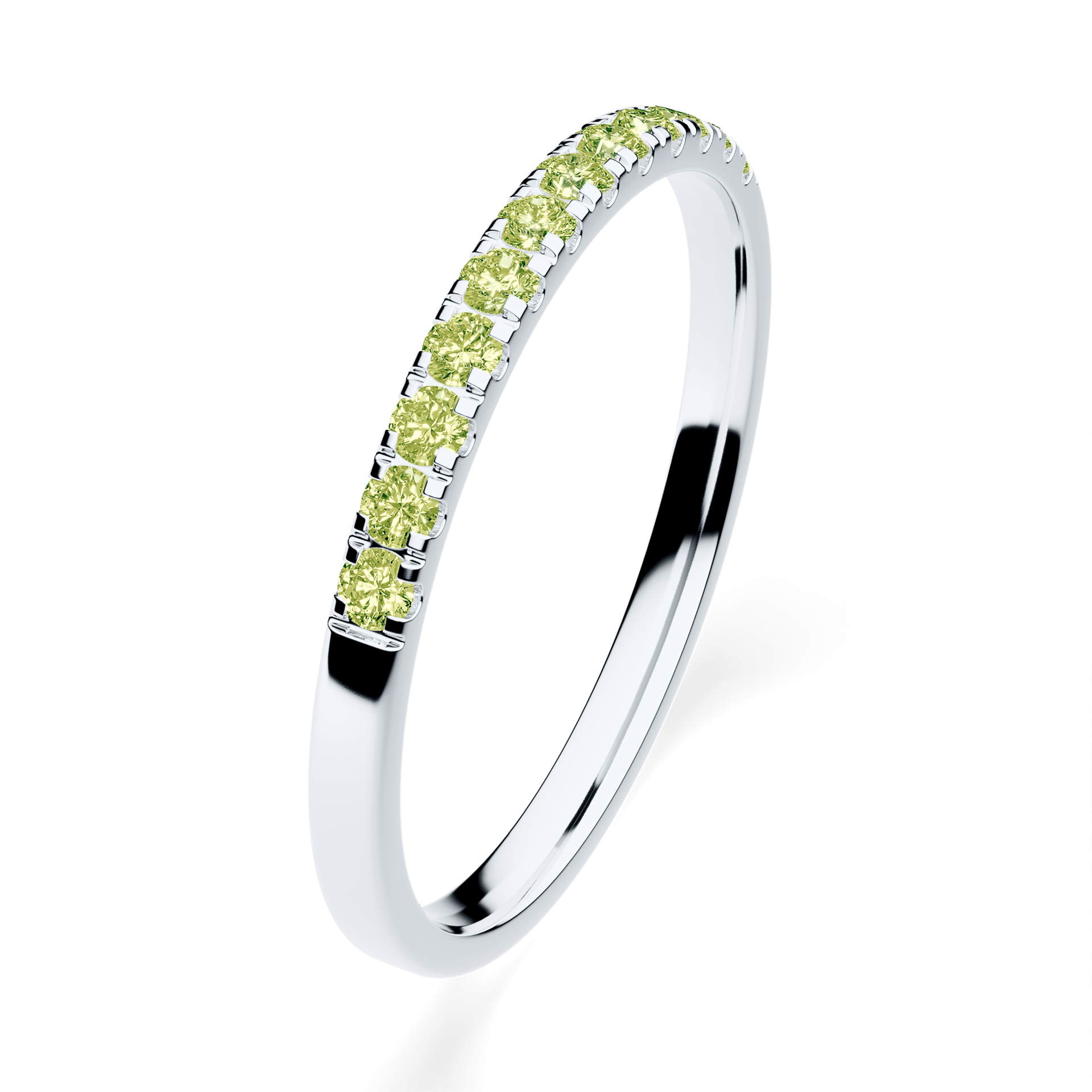 Dostawka Rosie z białego złota z jasnym zielonym diamentem laboratoryjnym 0,18ct