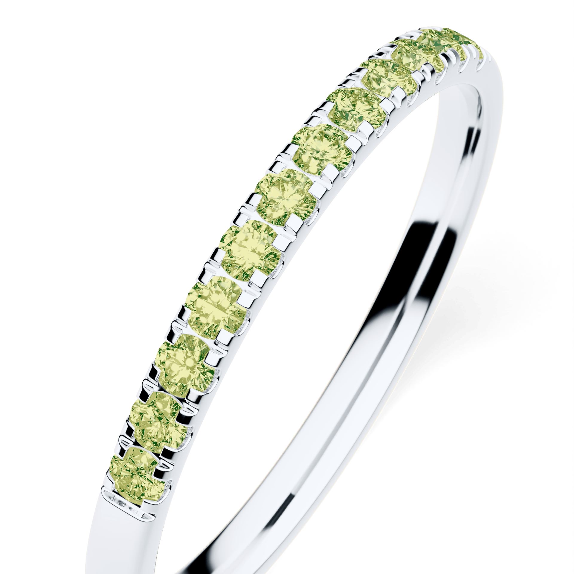 Dostawka Rosie z białego złota z jasnym zielonym diamentem laboratoryjnym 0,18ct