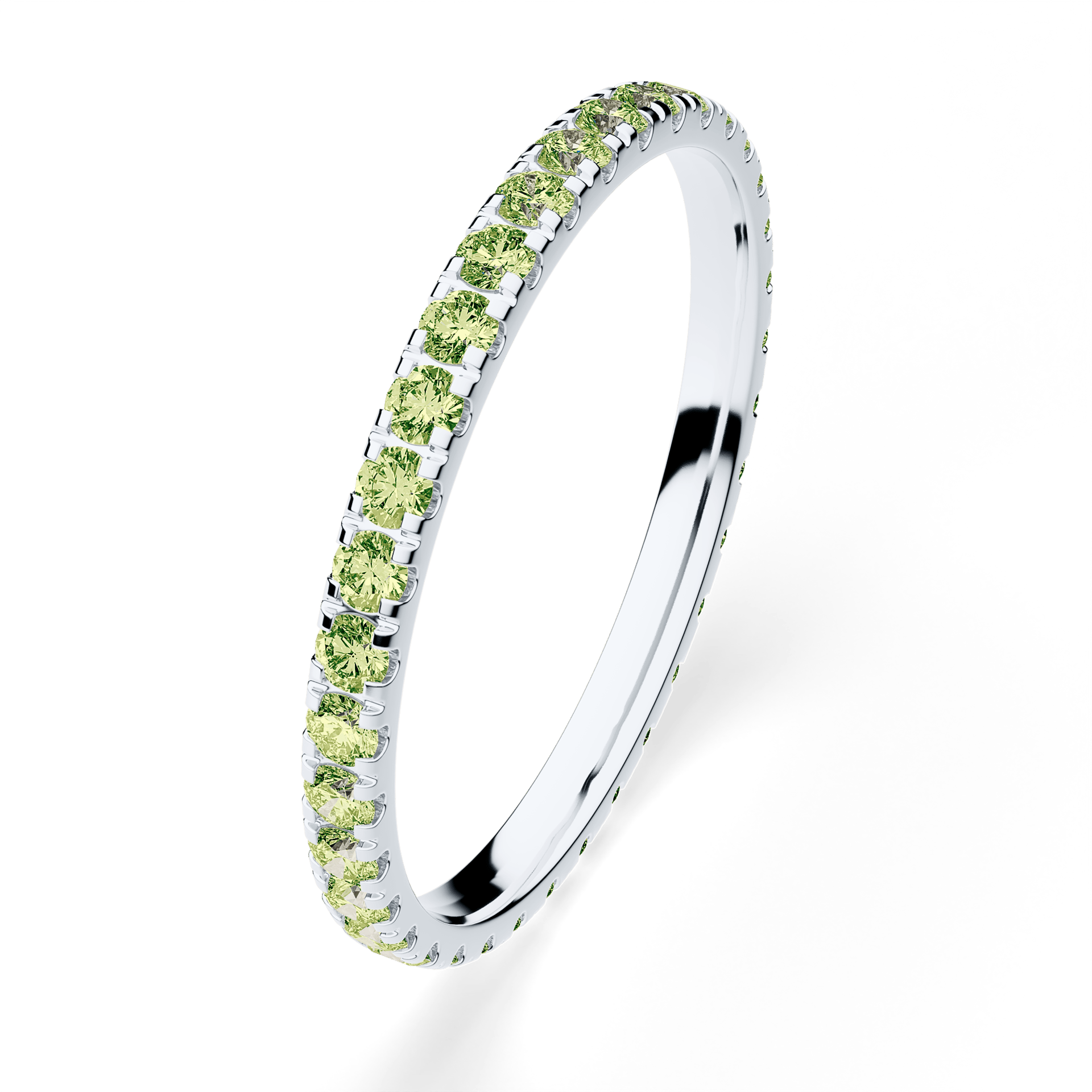 Dostawka Rosie z białego złota z jasnym zielonym diamentem 0,53ct