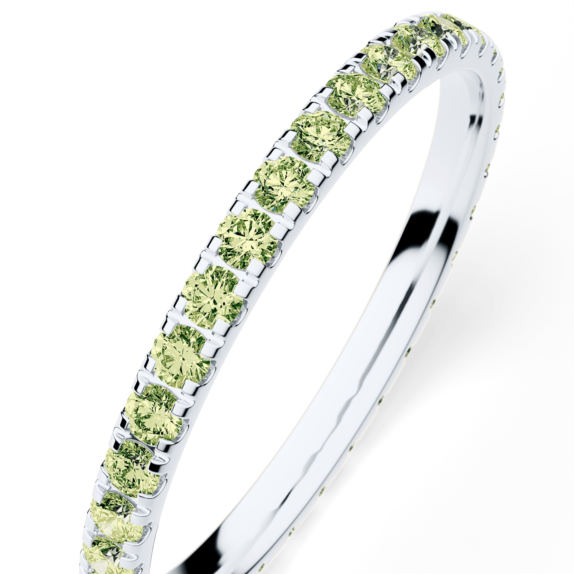 Dostawka Rosie z białego złota z jasnym zielonym diamentem 0,53ct