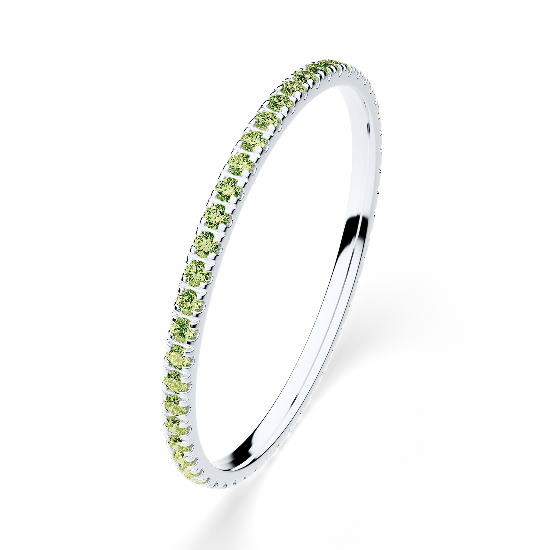 Dostawka Rosie z białego złota z jasnym zielonym diamentem 0,25ct