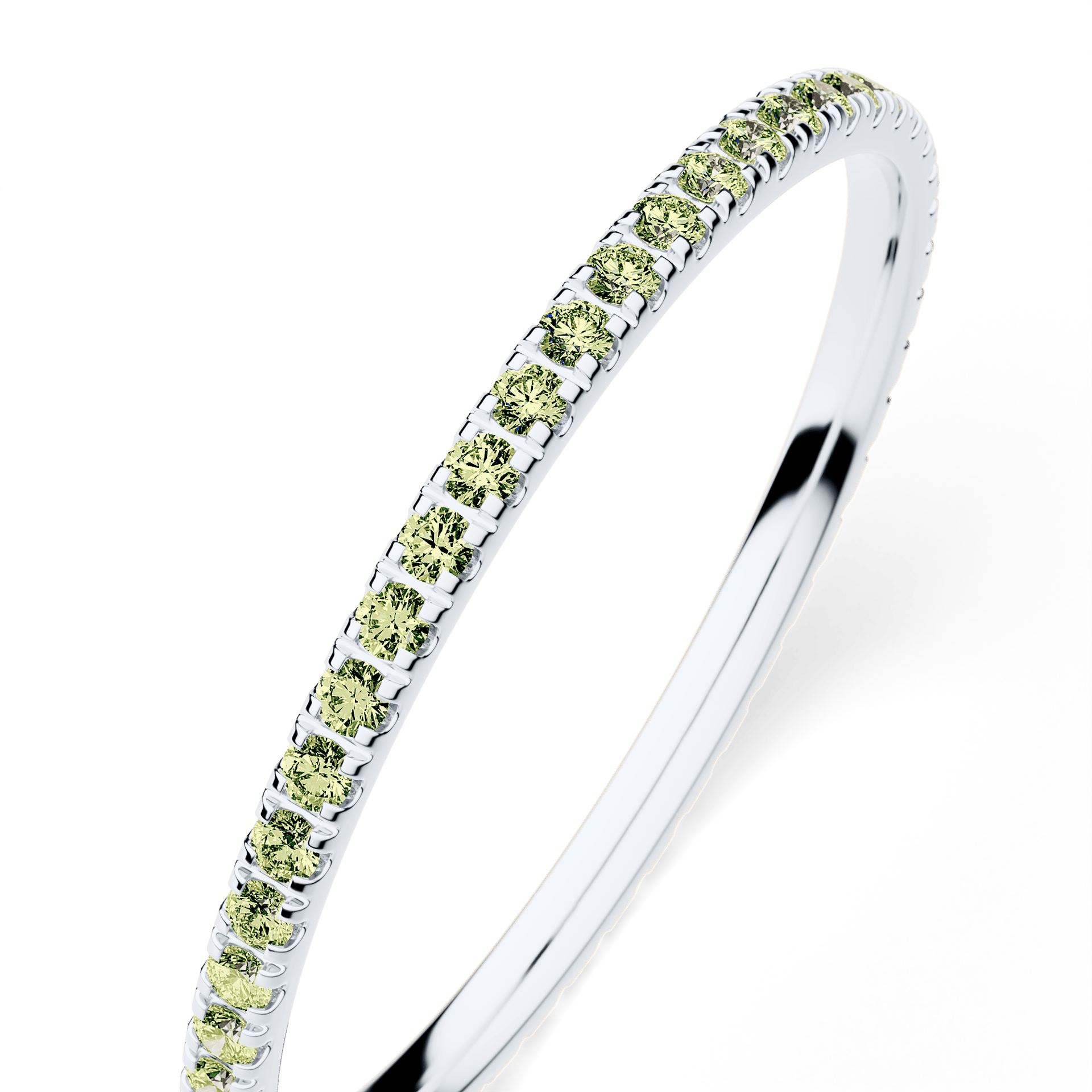 Dostawka Rosie z białego złota z jasnym zielonym diamentem 0,25ct