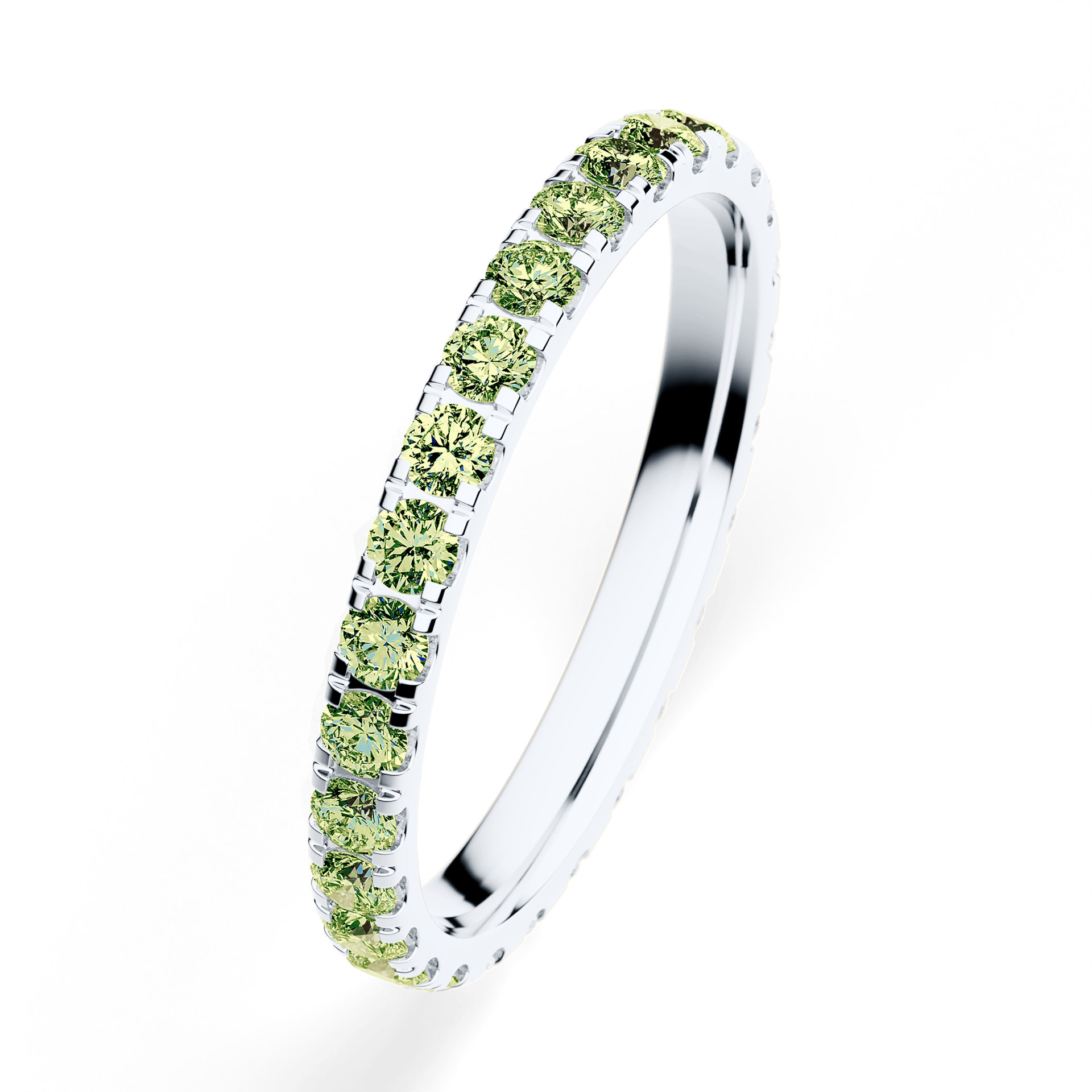 Dostawka Rosie z białego złota z jasnym zielonym diamentem 0,96ct