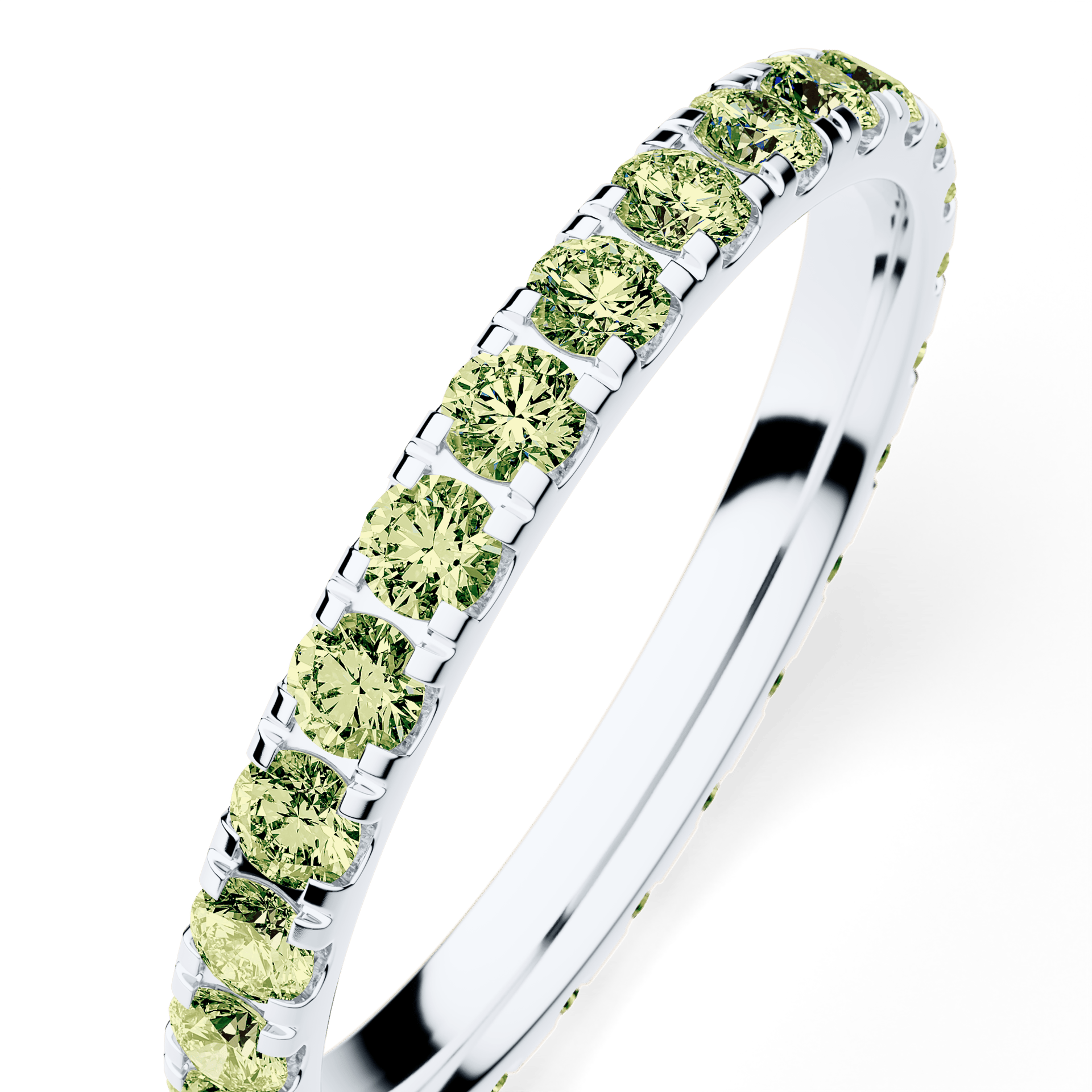 Dostawka Rosie z białego złota z jasnym zielonym diamentem 0,96ct