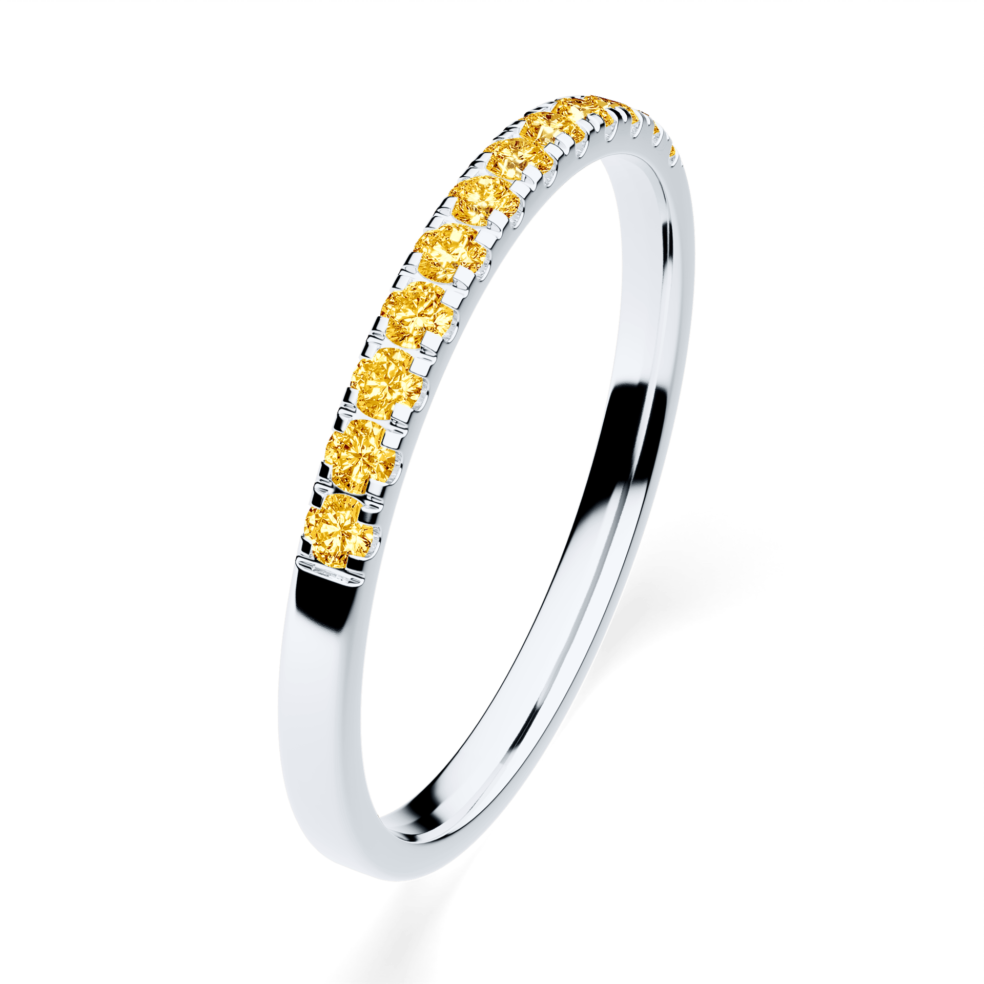 Dostawka Rosie z białego złota z żółtym diamentem laboratoryjnym 0,18ct