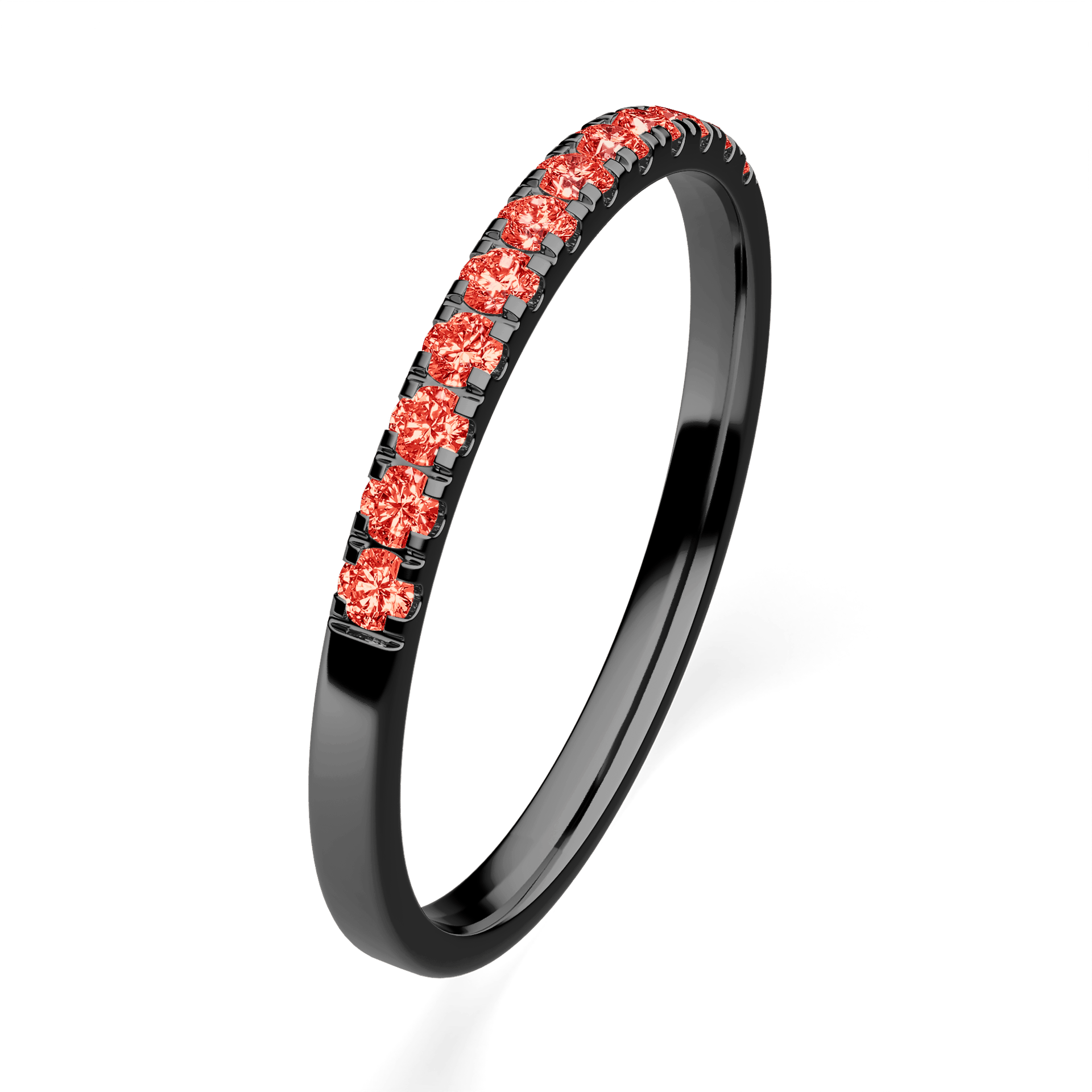 Dostawka Rosie z czarnego złota z czerwonym diamentem laboratoryjnym 0,18ct