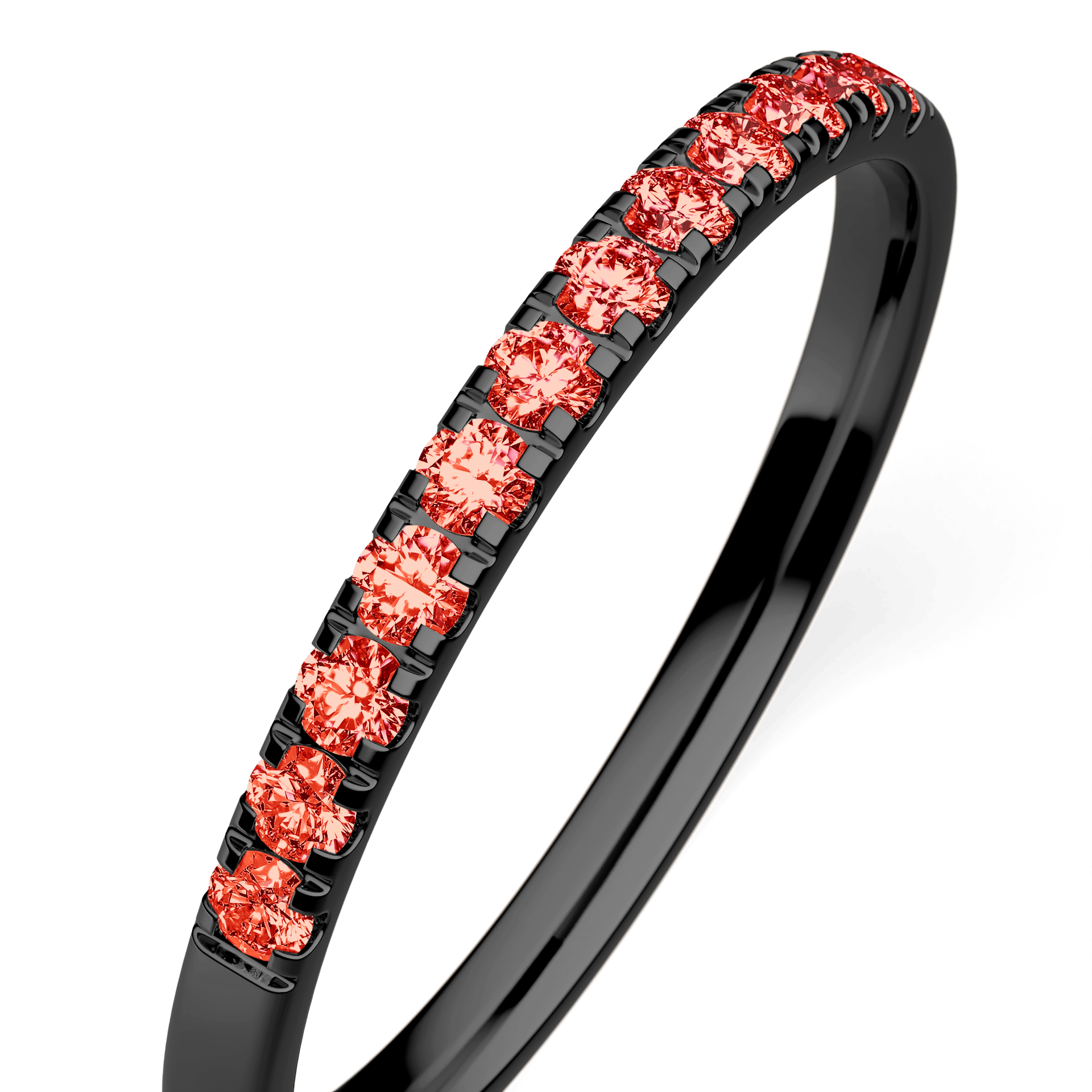 Dostawka Rosie z czarnego złota z czerwonym diamentem laboratoryjnym 0,18ct