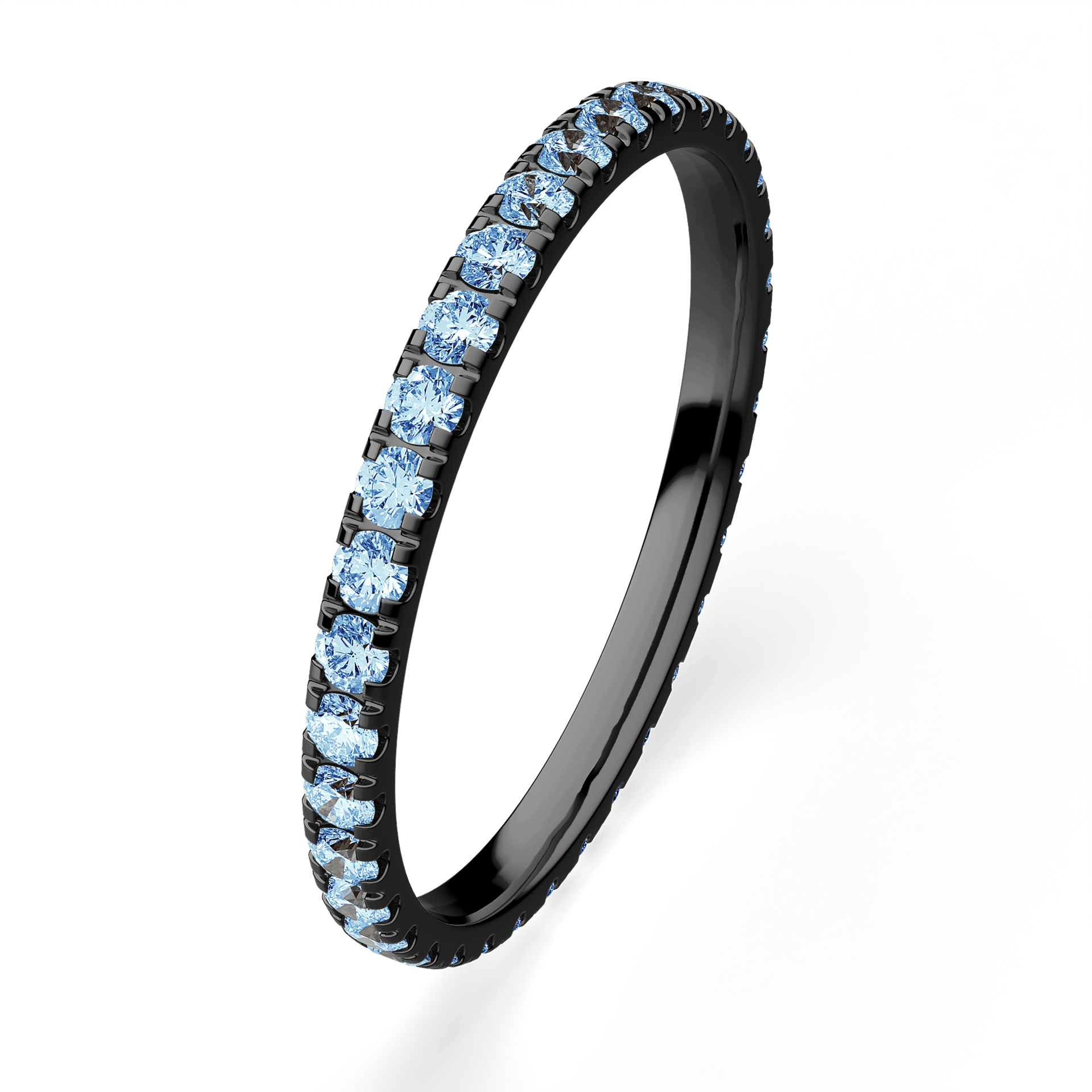 Dostawka Rosie z czarnego złota z niebieskim diamentem 0,53ct