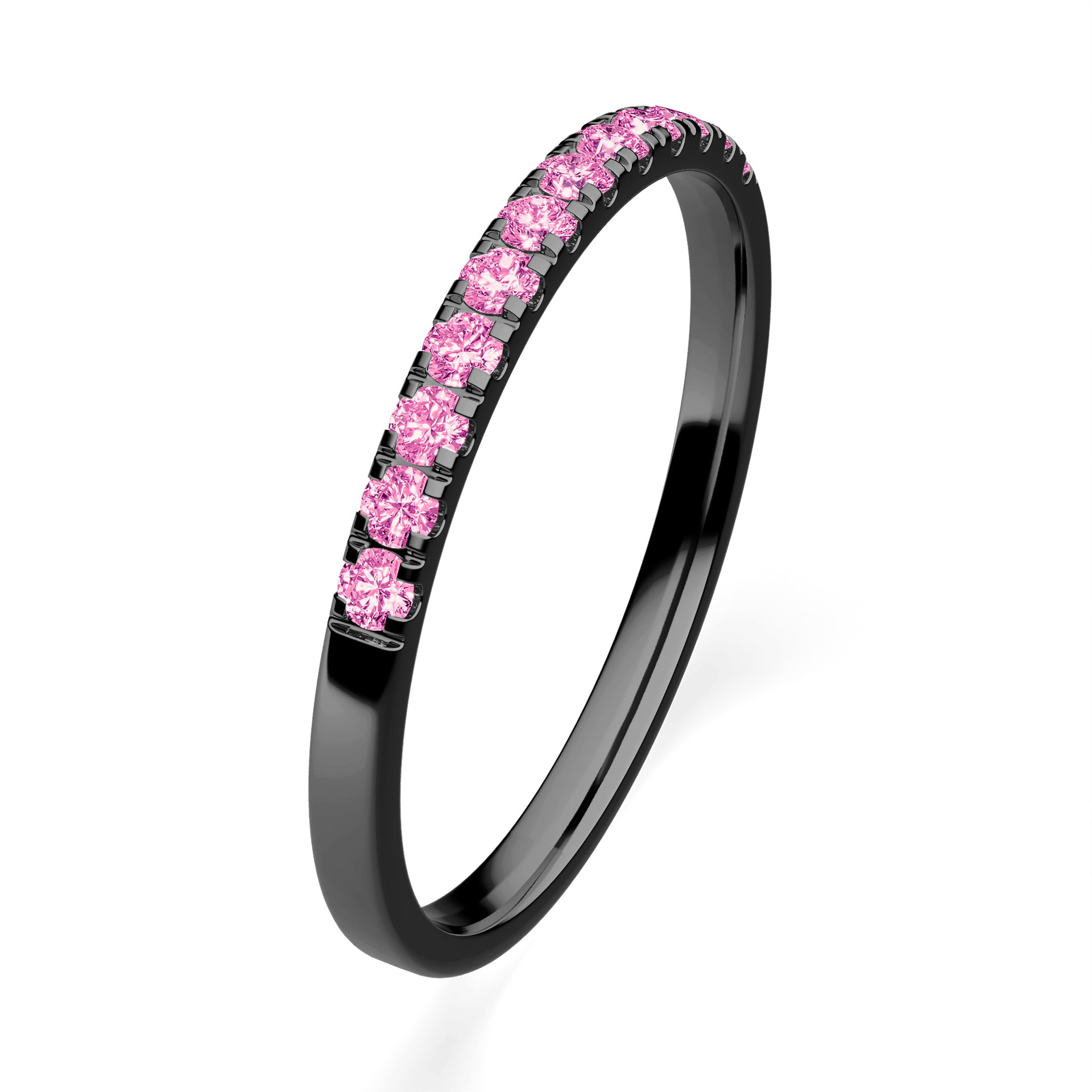 Dostawka Rosie z czarnego złota z różowym diamentem laboratoryjnym 0,18ct