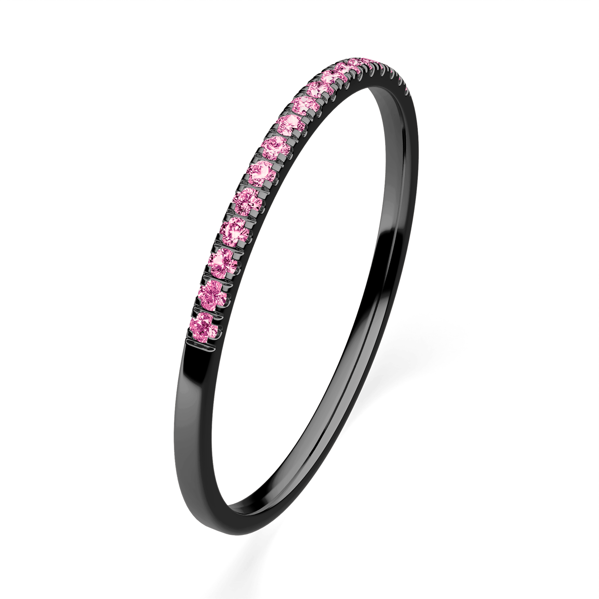 Dostawka Rosie z czarnego złota z różowym diamentem laboratoryjnym 0,08ct