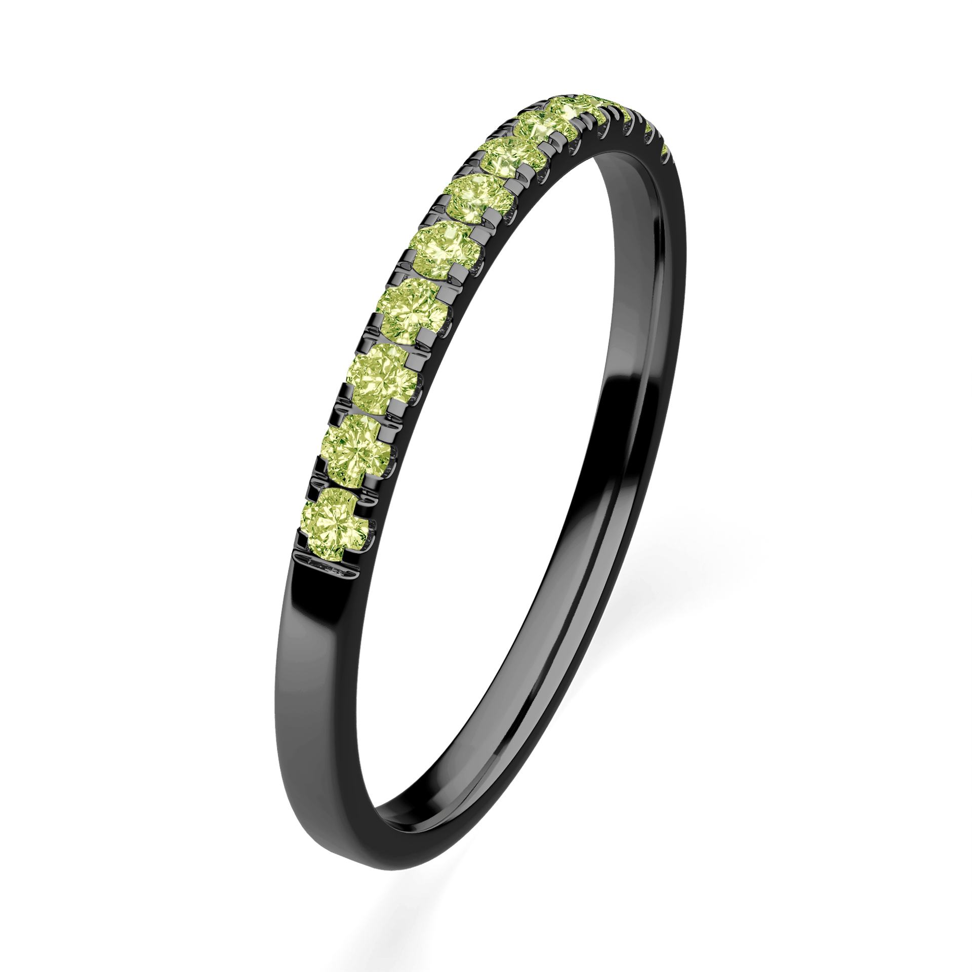 Dostawka Rosie z czarnego złota z jasnym zielonym diamentem laboratoryjnym 0,18ct