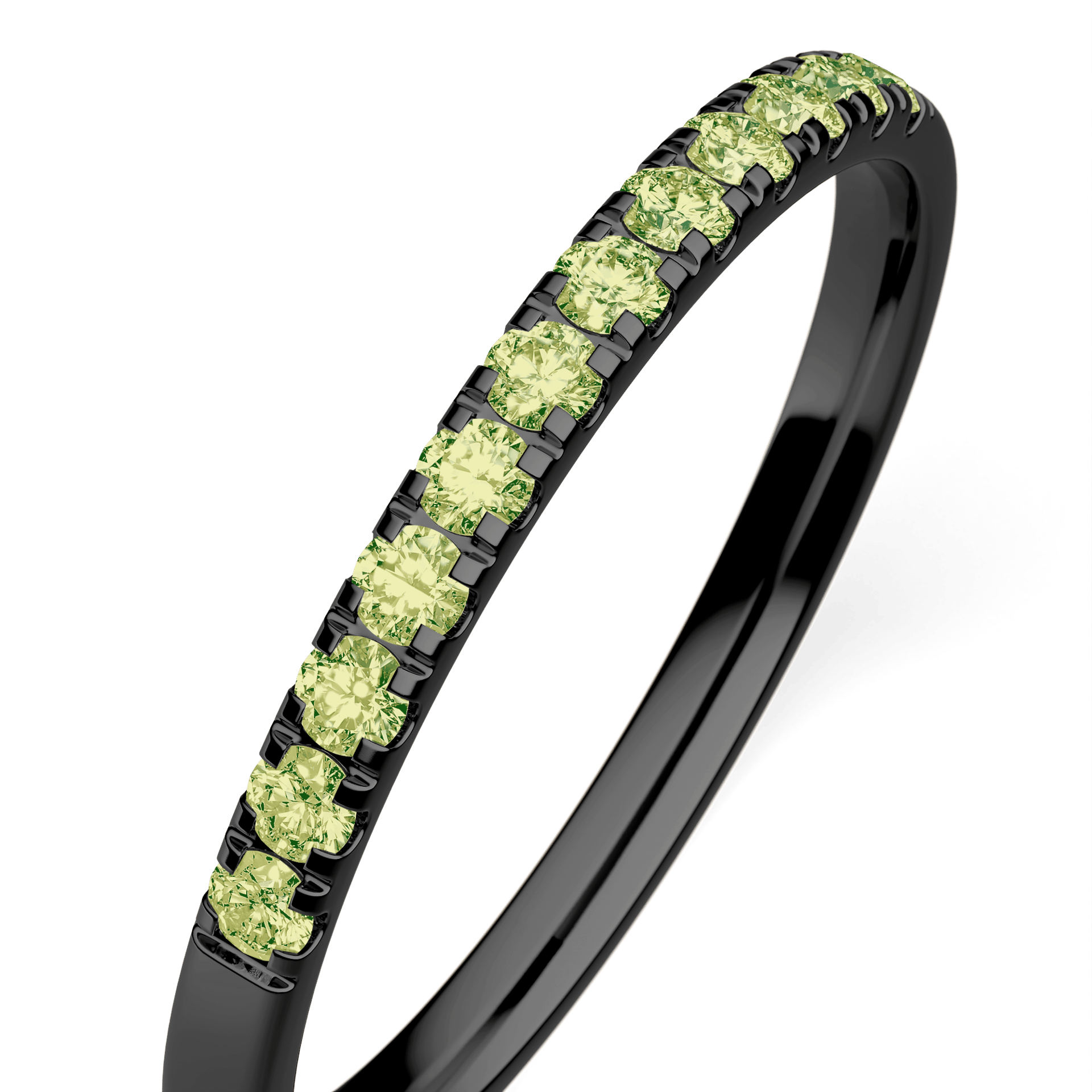 Dostawka Rosie z czarnego złota z jasnym zielonym diamentem laboratoryjnym 0,18ct