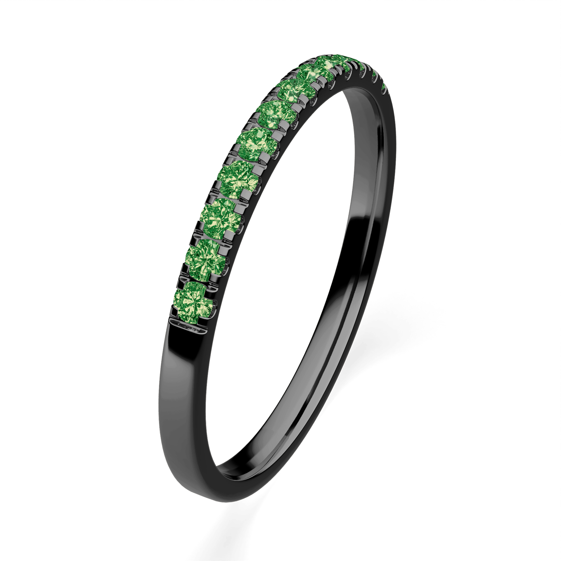 Dostawka Rosie z czarnego złota z ciemnym zielonym diamentem laboratoryjnym 0,18ct