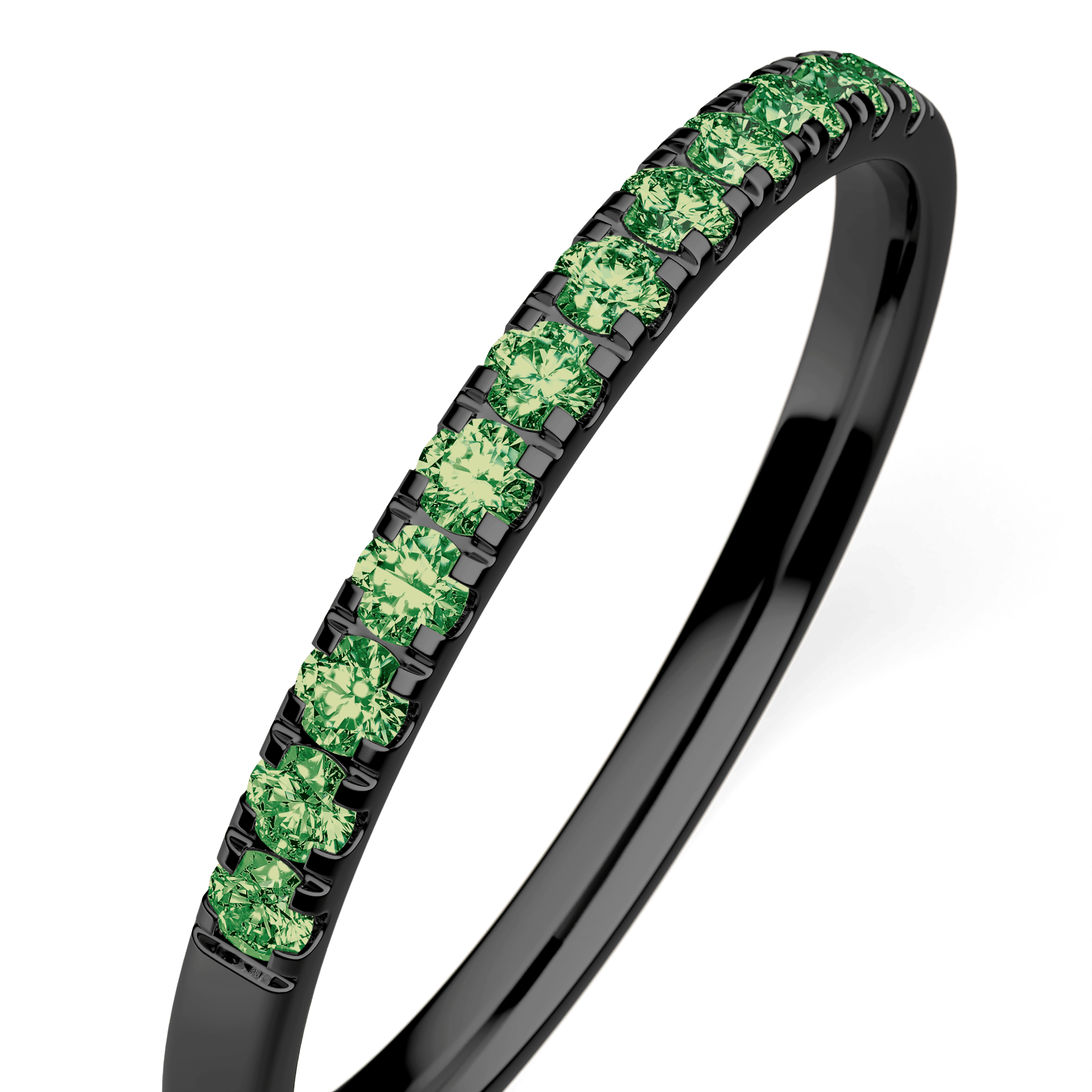 Dostawka Rosie z czarnego złota z ciemnym zielonym diamentem laboratoryjnym 0,18ct