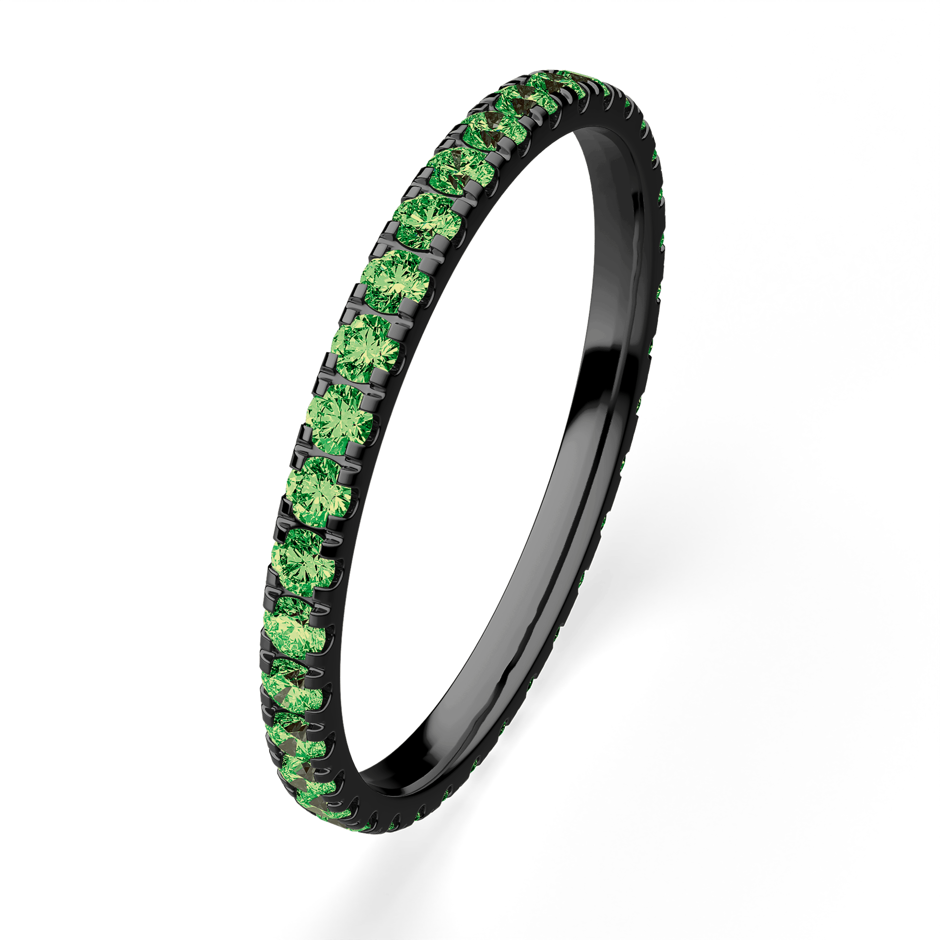 Dostawka Rosie z czarnego złota z ciemnym zielonym diamentem 0,53ct